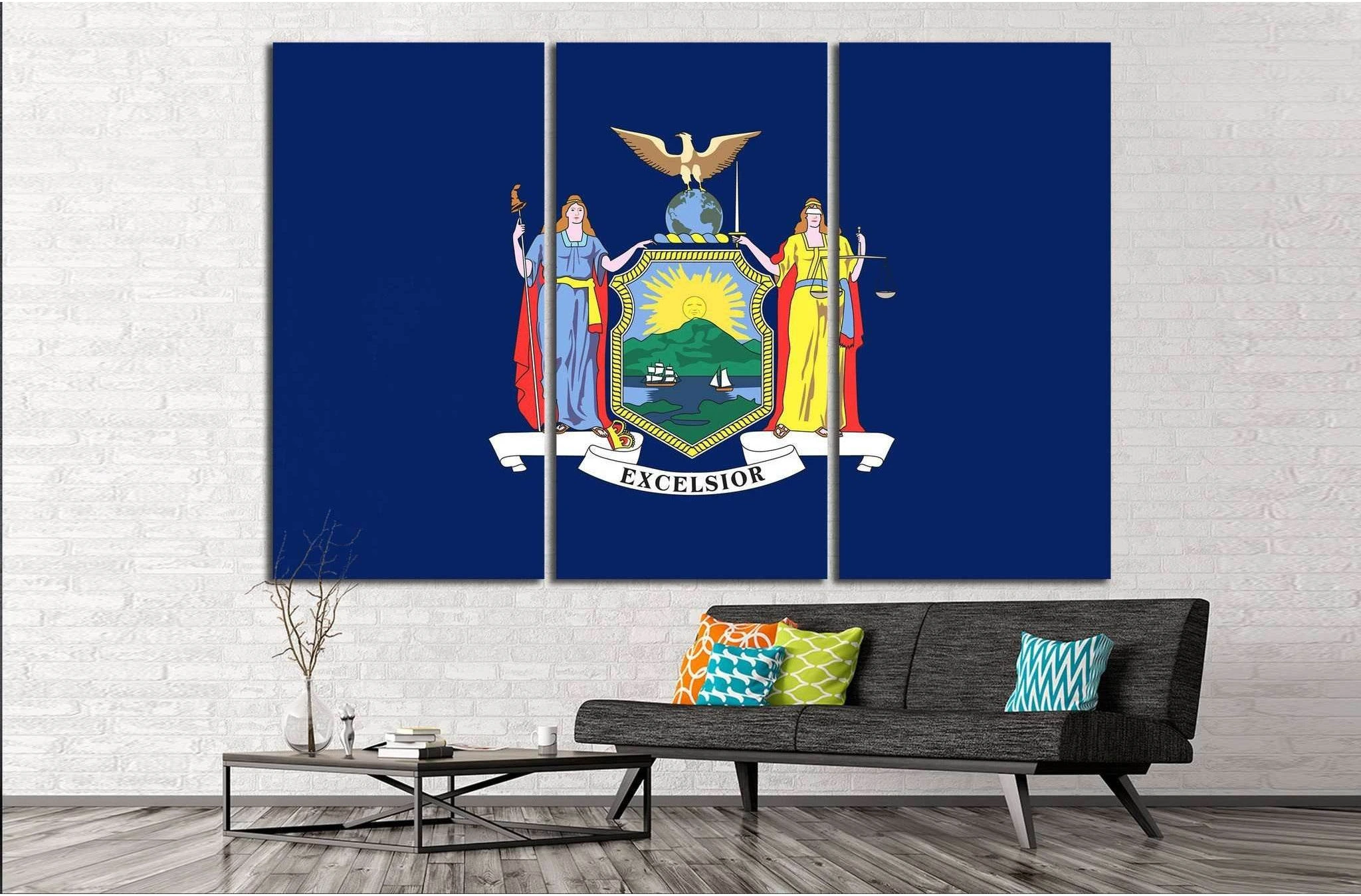 New York state flag №681 Ready to Hang Canvas Print - Zellart Canvas Prints 0_NY_ART, ALL_Products, s-681