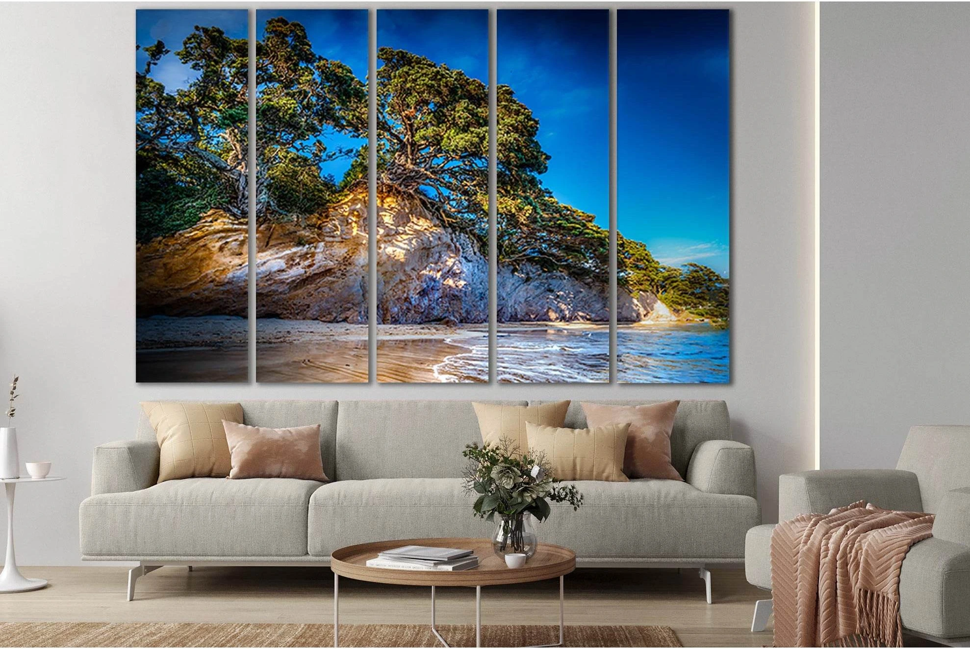 New Zealand Pine Coast №SL1064 Ready to Hang Canvas Print - Zellart Canvas Prints 0new, ALL_Products, Trees Wall Art