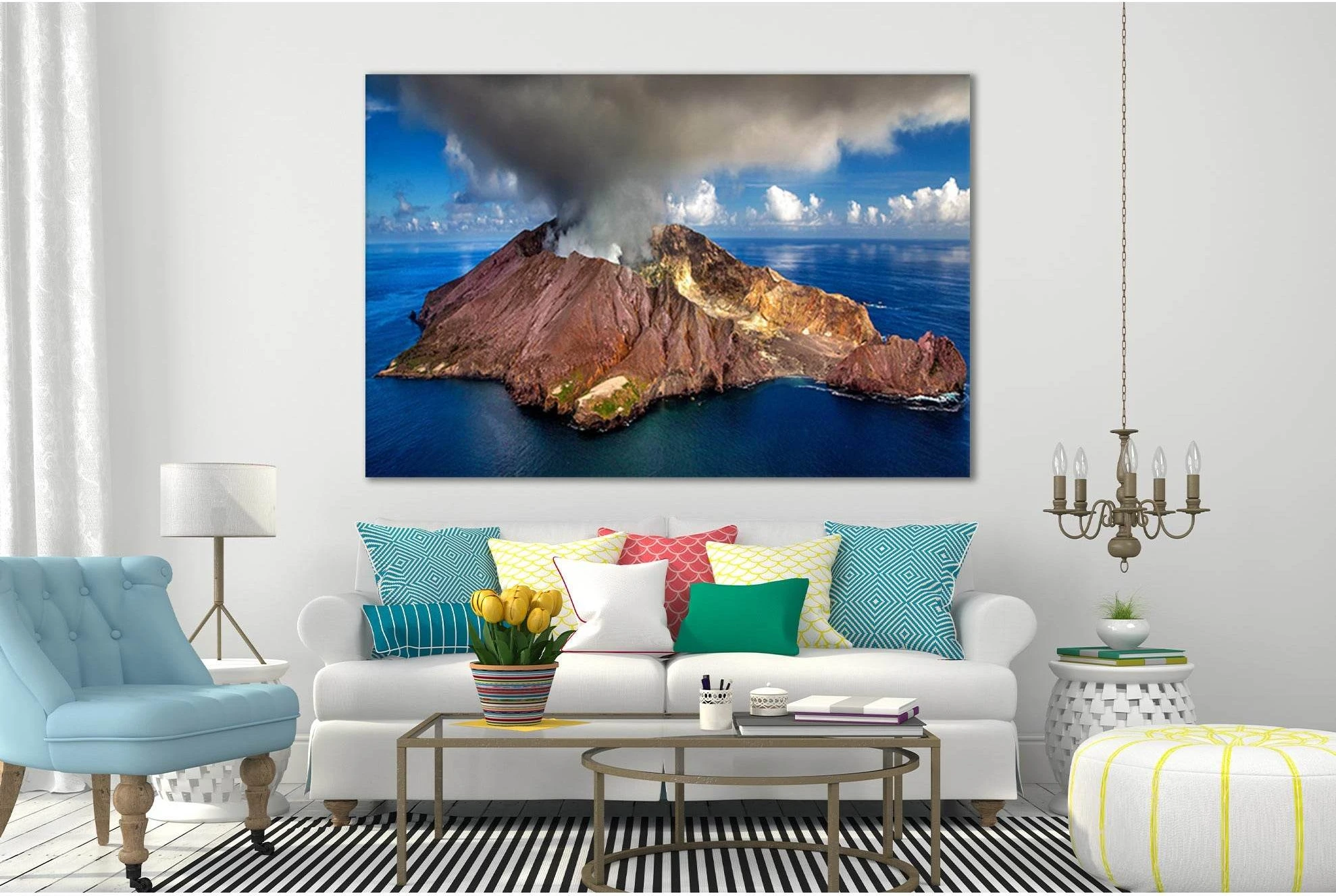 New Zealand Volcano №SL185 Ready to Hang Canvas Print - Zellart Canvas Prints 0new, ALL_Products, Beach Ocean & Waves