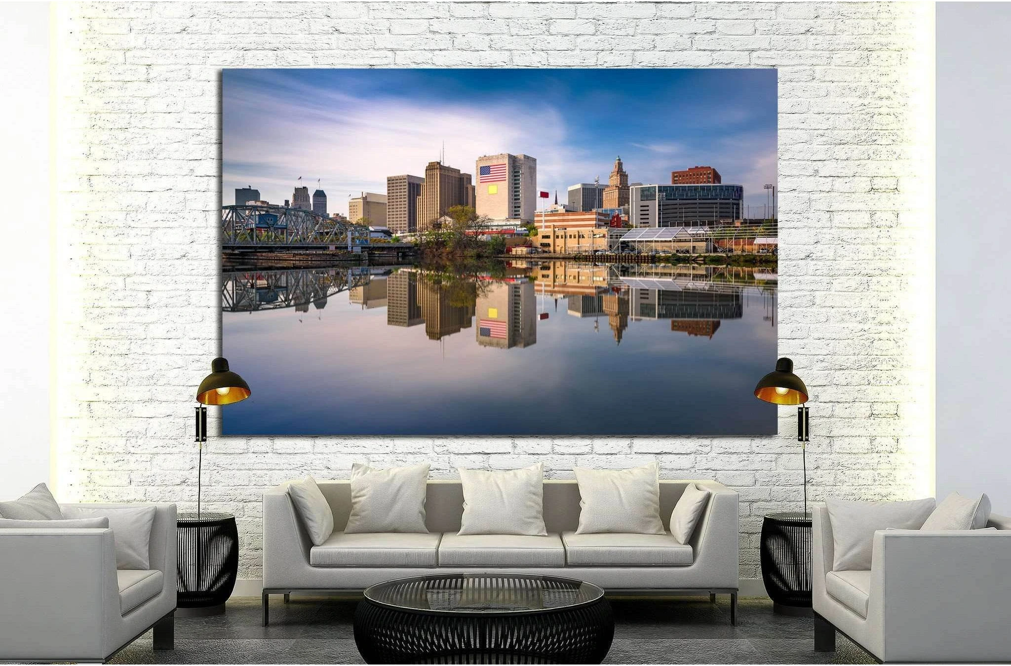 Newark, New Jersey, USA skyline on the Passaic River №1740 Ready to Hang Canvas Print - Zellart Canvas Prints ALL_Products, s-1740