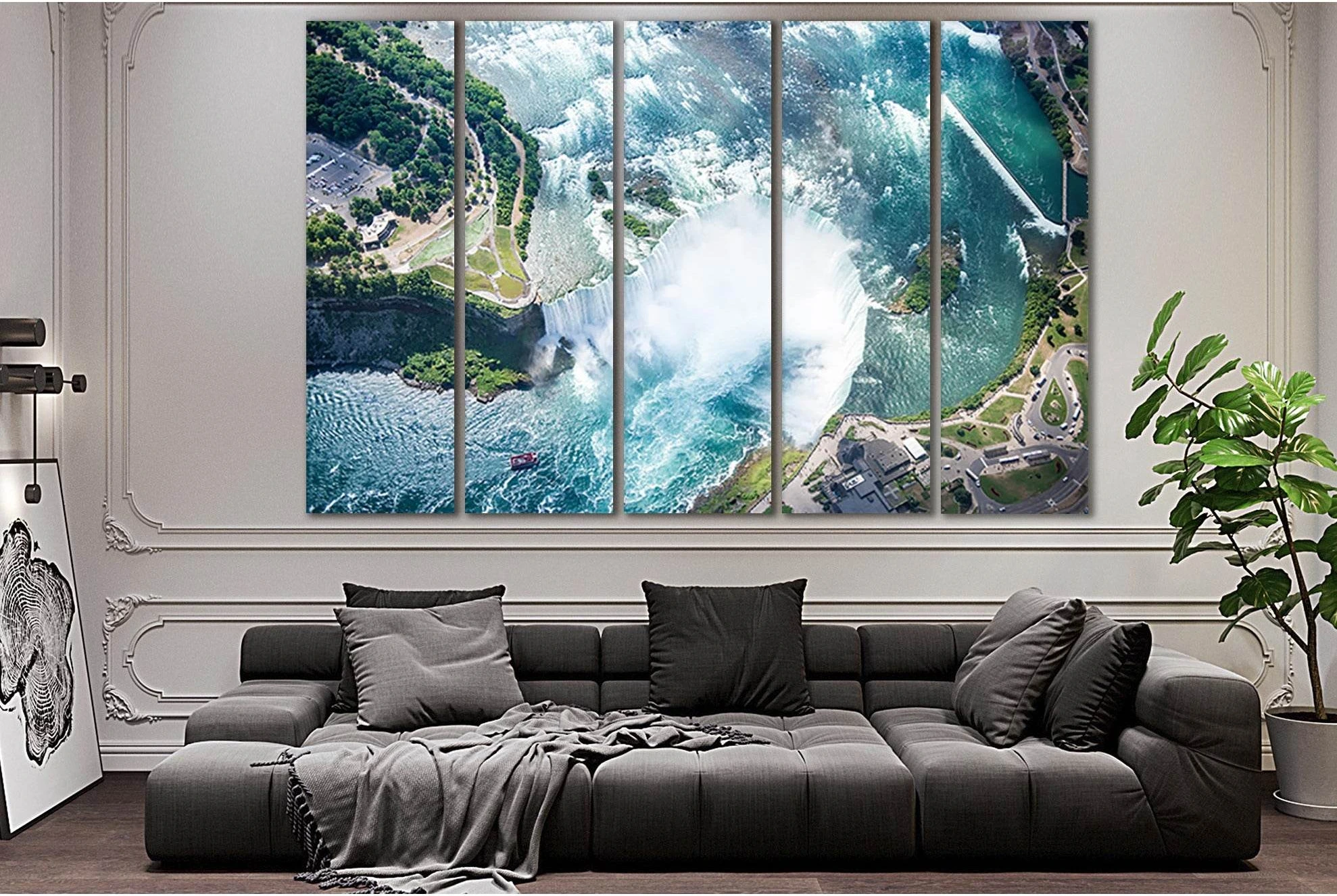 Niagara Falls Aerial View №SL478 Ready to Hang Canvas Print - Zellart Canvas Prints 0new, ALL_Products, Waterfall, Waterfall Wall Art