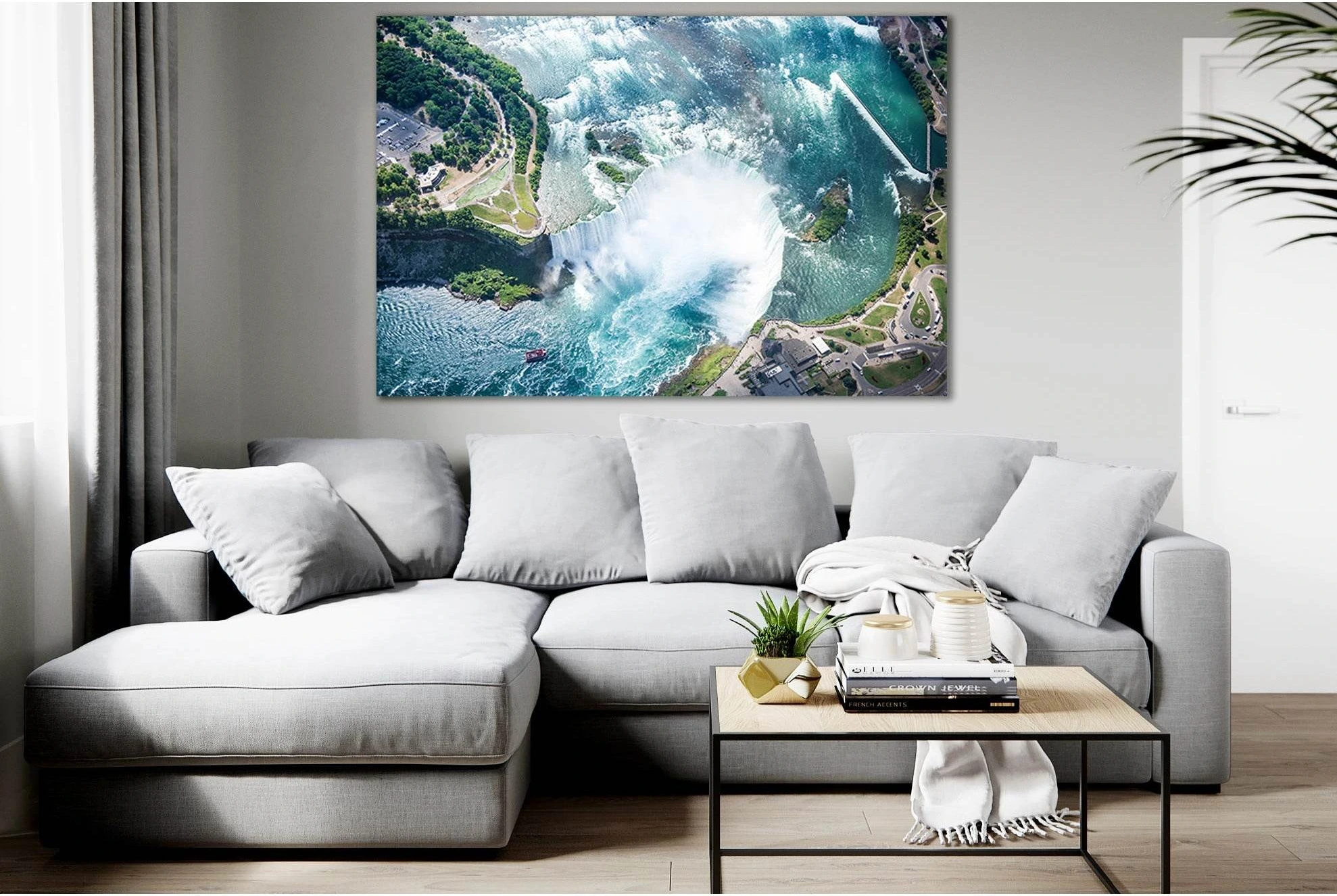 Niagara Falls Aerial View №SL478 Ready to Hang Canvas Print - Zellart Canvas Prints 0new, ALL_Products, Waterfall, Waterfall Wall Art