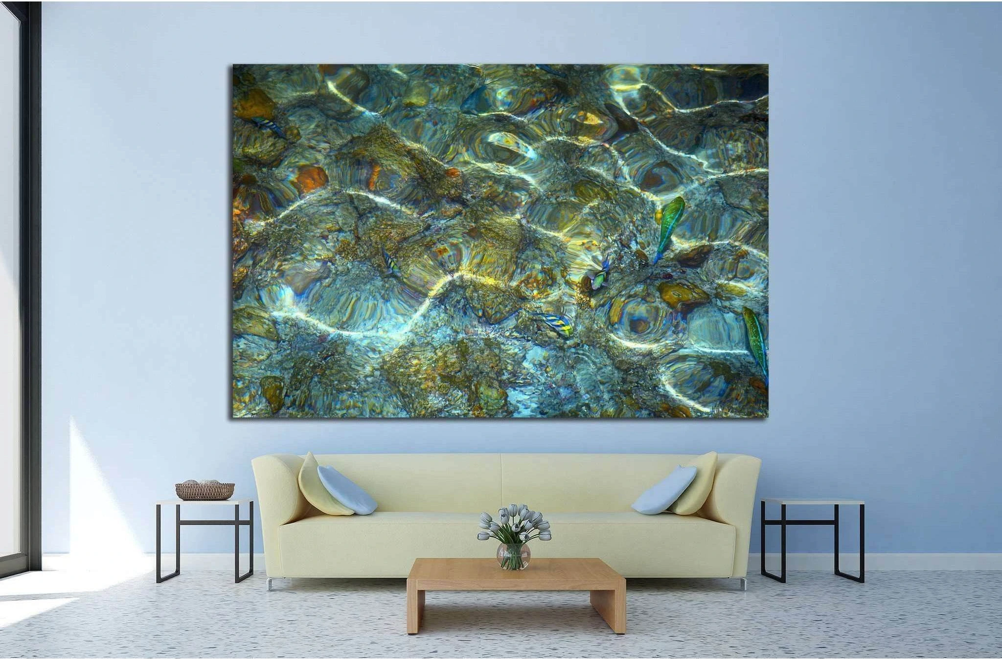 Nice water ripples with a fish №1391 Ready to Hang Canvas Print - Zellart Canvas Prints ALL_Products, s-1391