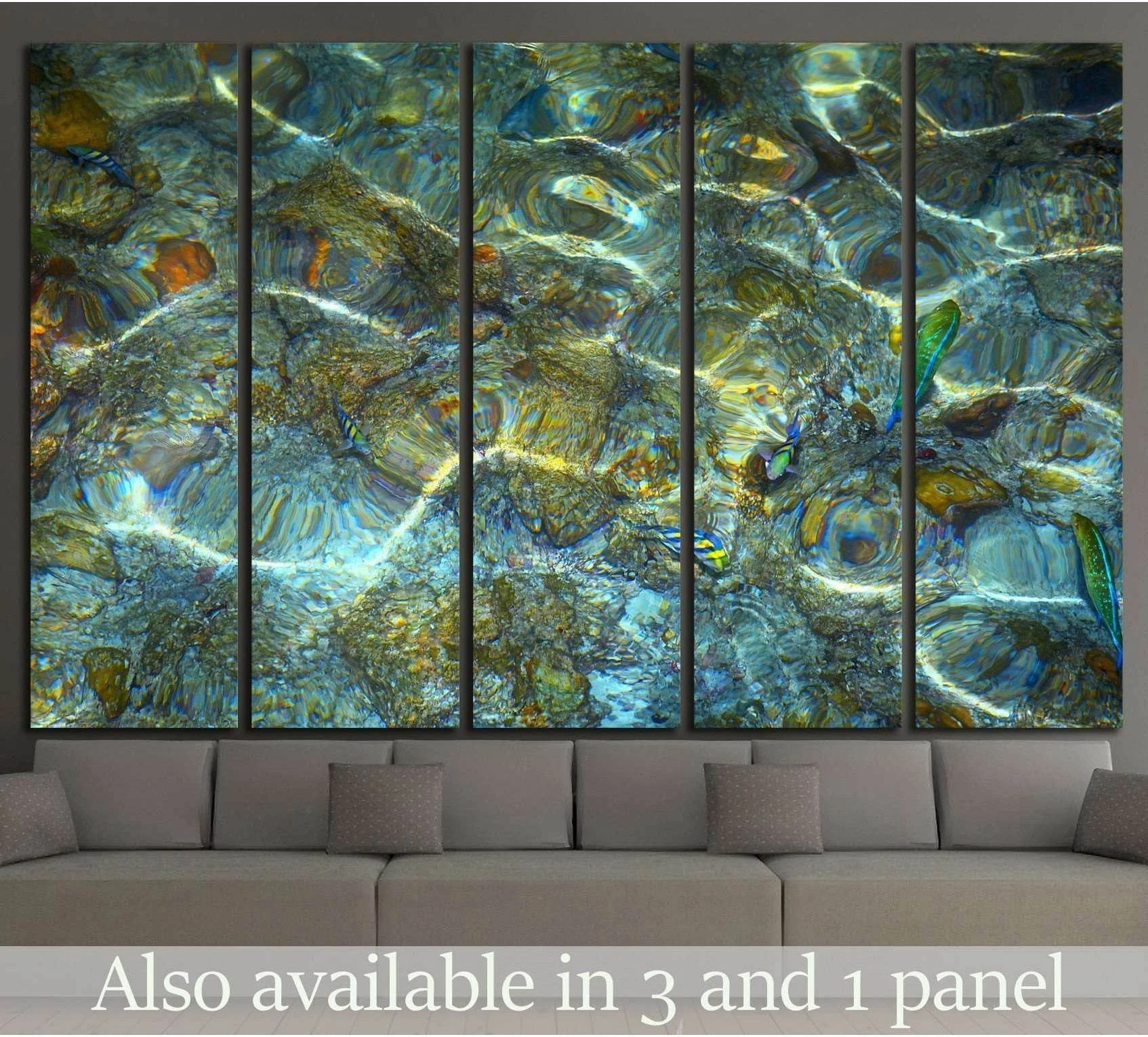 Teal Underwater Fish Ripples Canvas Print Wall Art showing blue ocean wall art with water and coastal depth.