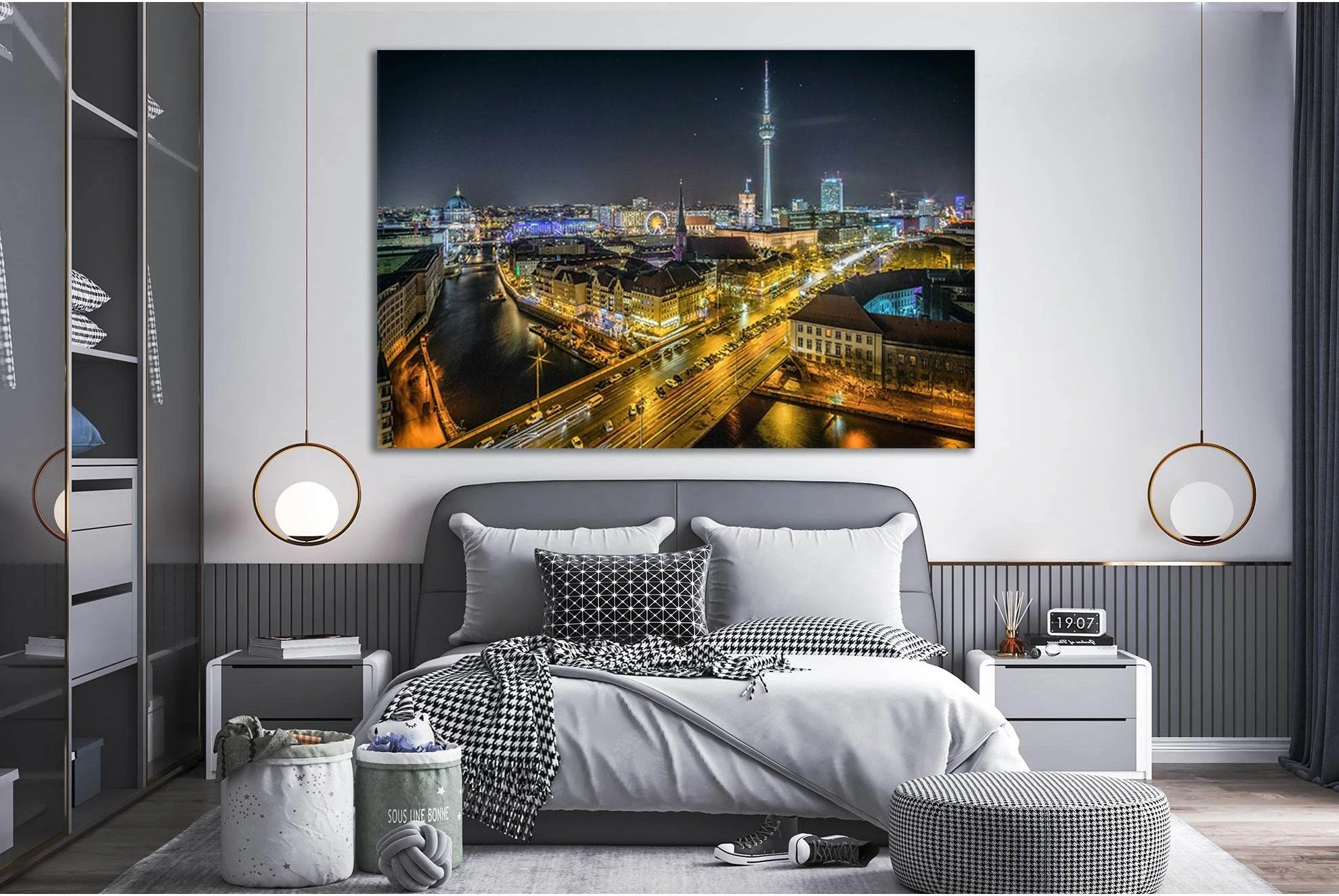 Night Berlin Germany №SL344 Ready to Hang Canvas Print - Zellart Canvas Prints 0new, ALL_Products, Cityscapes & Skylines