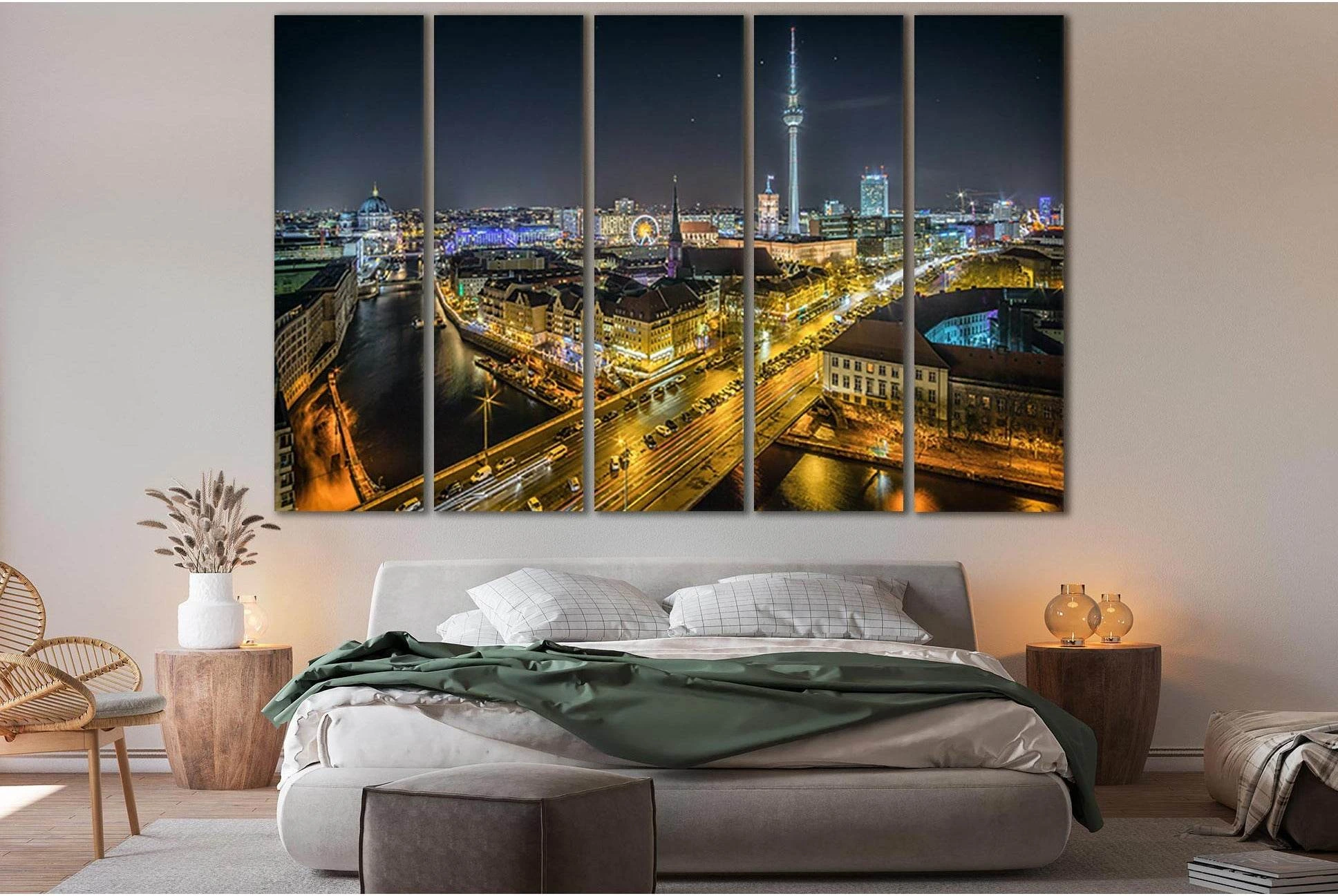 Night Berlin Germany №SL344 Ready to Hang Canvas Print - Zellart Canvas Prints 0new, ALL_Products, Cityscapes & Skylines