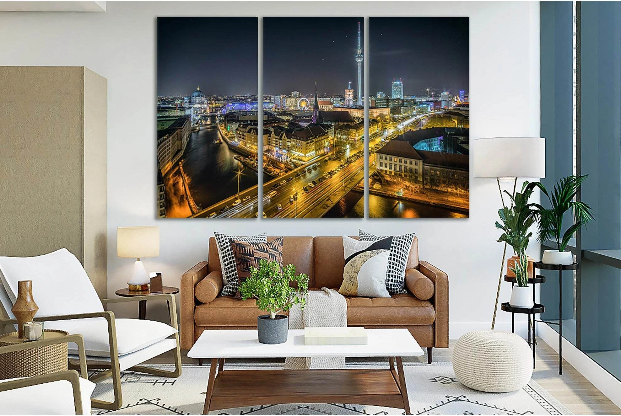 Night Berlin Germany №SL344 Ready to Hang Canvas Print - Zellart Canvas Prints 0new, ALL_Products, Cityscapes & Skylines