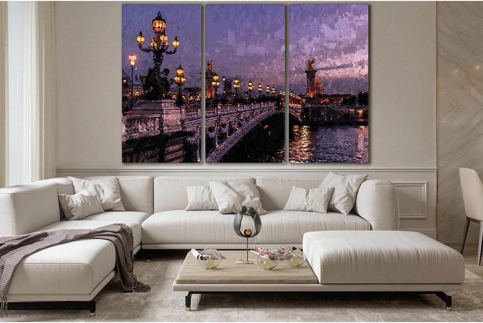 Night Bridge №SL565 Ready to Hang Canvas Print - Zellart Canvas Prints 0new, ALL_Products, Oil Painting Wall Art