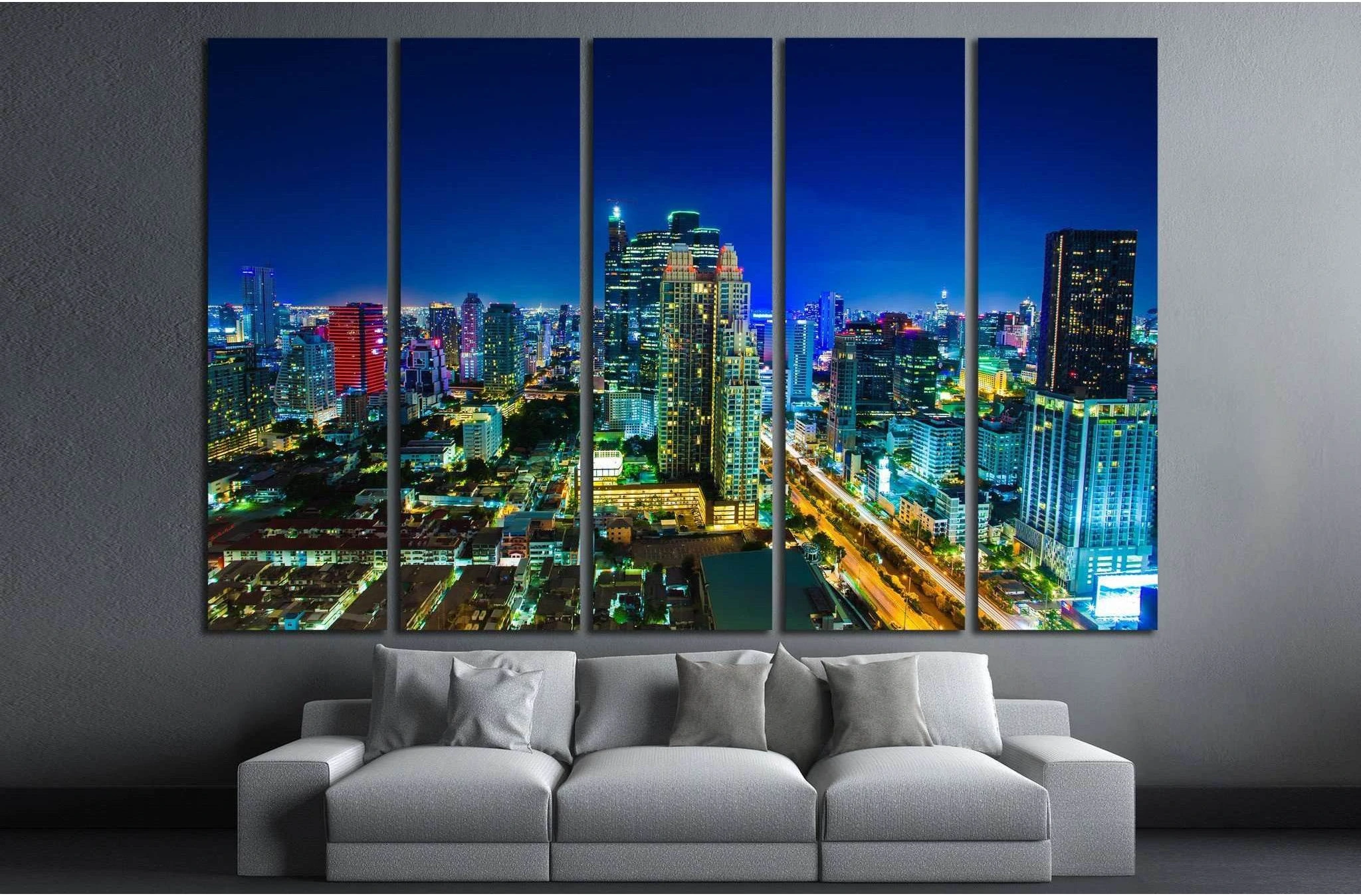 night landscape buildings №995 Ready to Hang Canvas Print - Zellart Canvas Prints ALL_Products, s-995