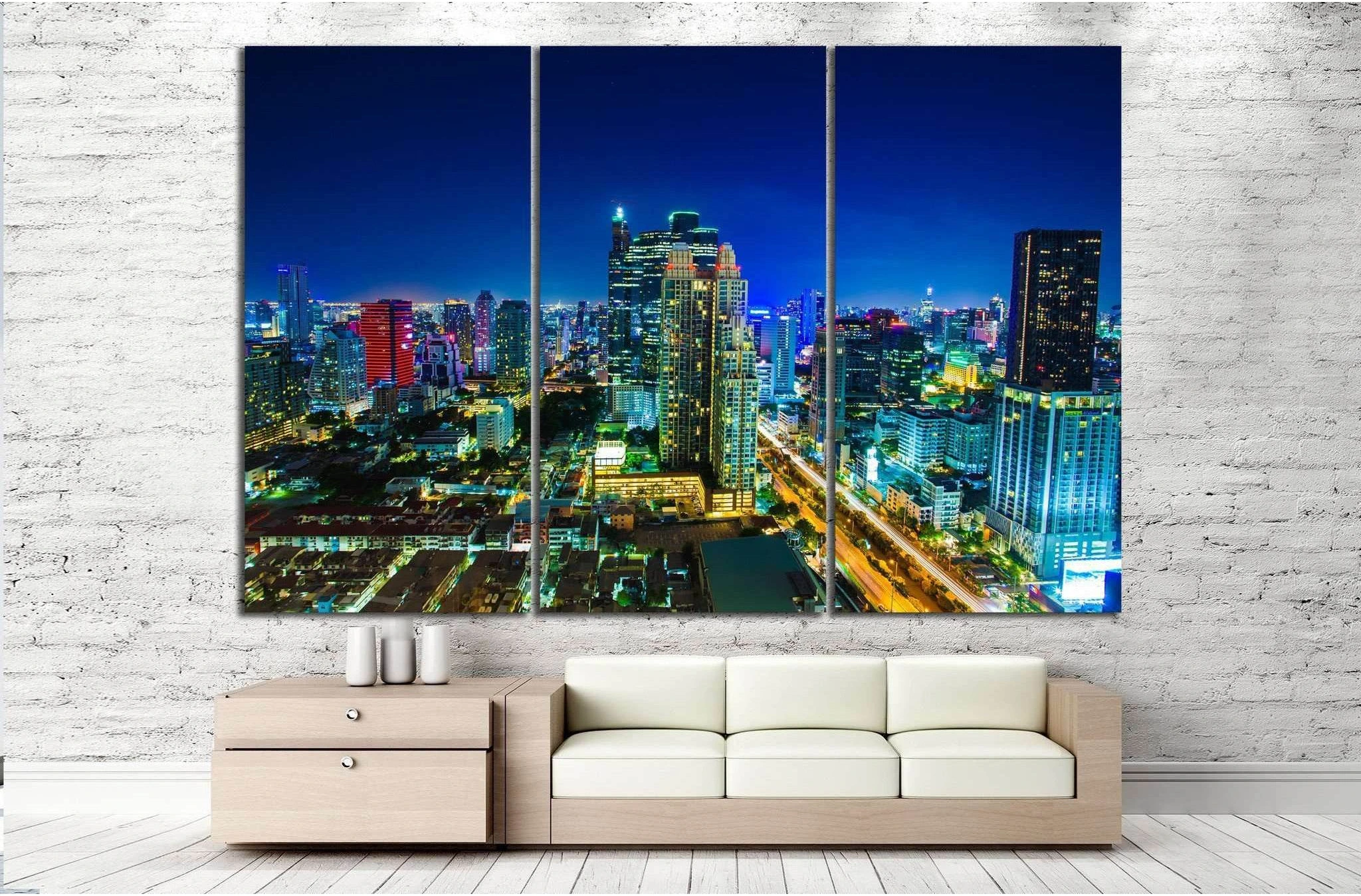 night landscape buildings №995 Ready to Hang Canvas Print - Zellart Canvas Prints ALL_Products, s-995