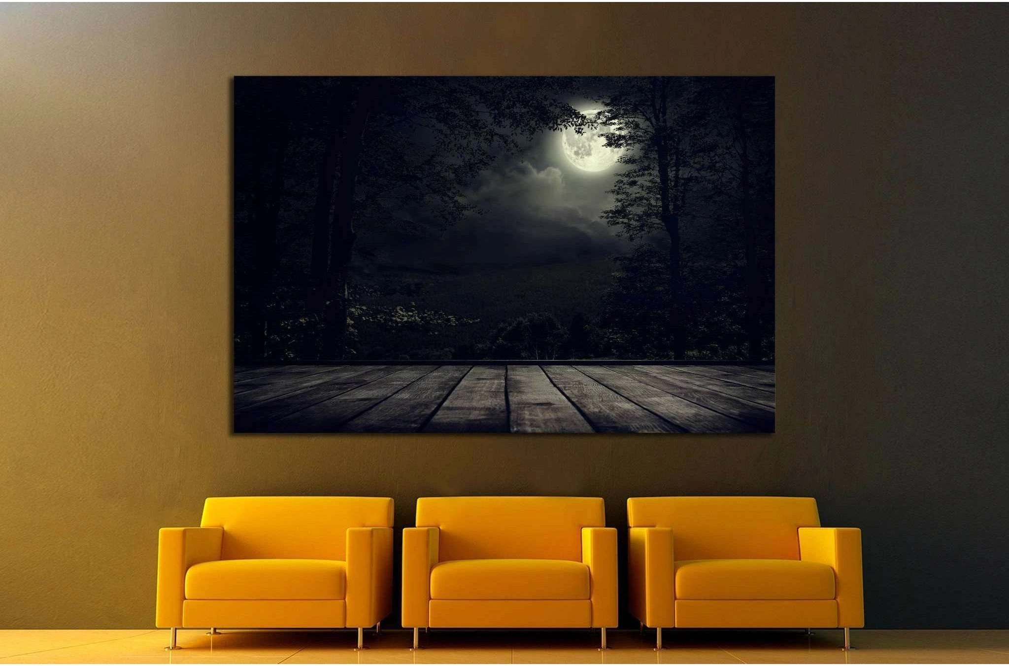 Night mountains landscape with moon light №1316 Ready to Hang Canvas Print - Zellart Canvas Prints ALL_Products, s-1316