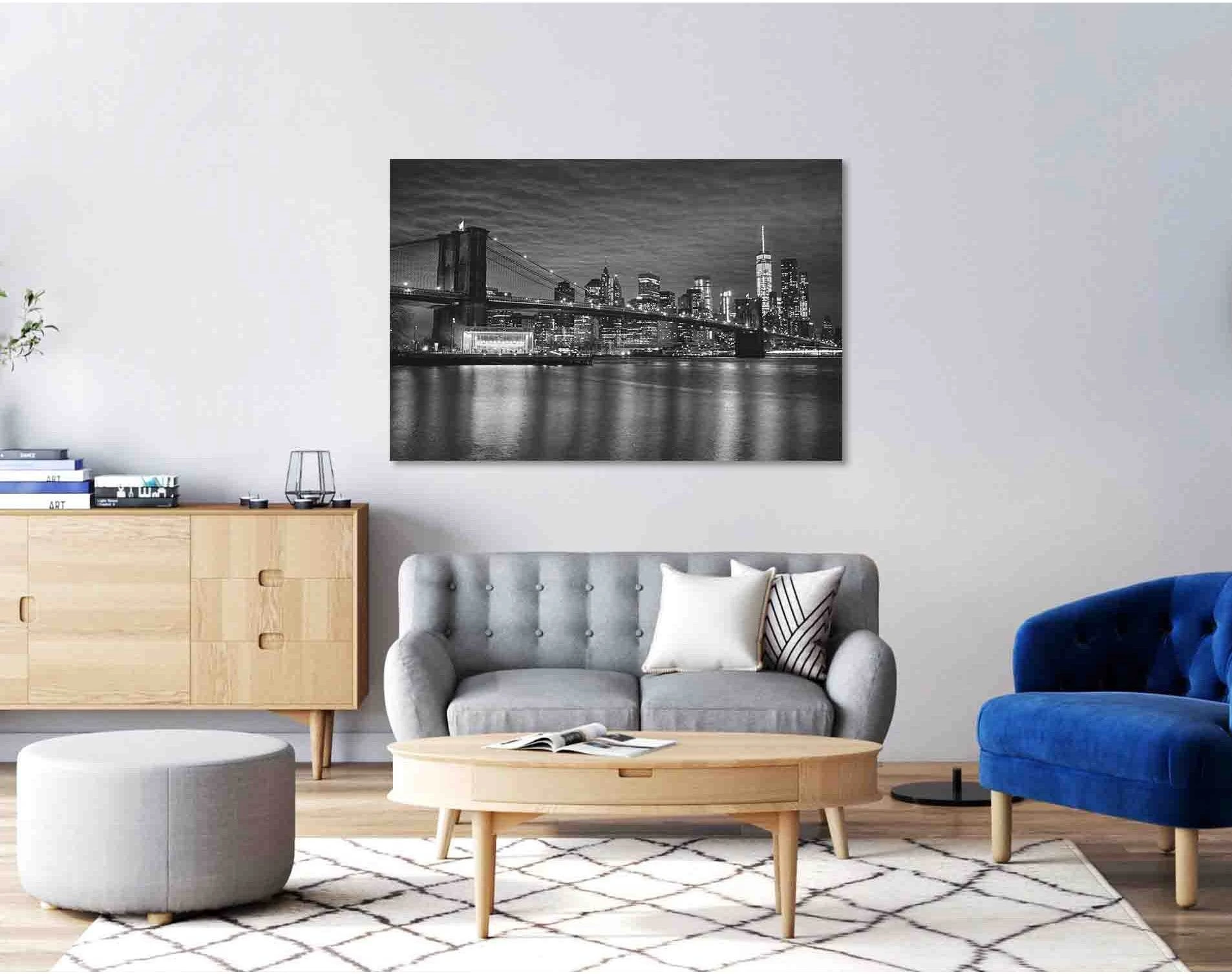 Night New York №D2837 Ready to Hang Canvas Print - Zellart Canvas Prints 0_NY_ART, 0new, ALL_Products, Black & White Wall Art
