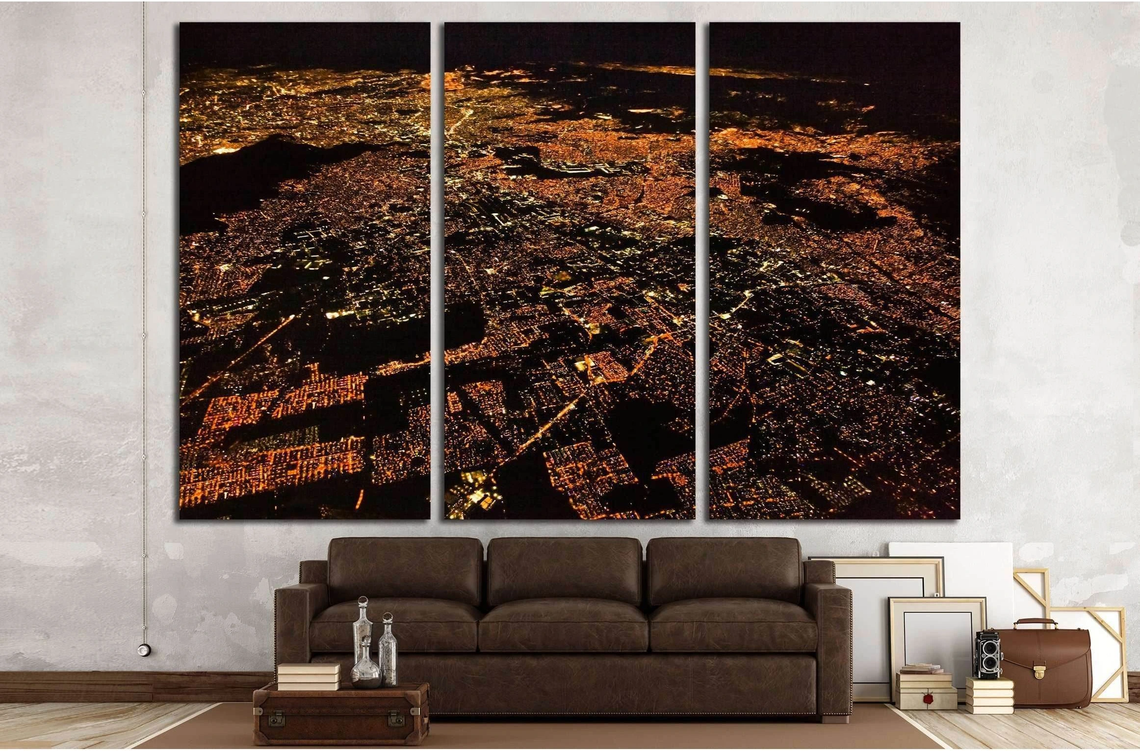 Night panoramic view of Mexico city, Mexico. Central America №2942 Ready to Hang Canvas Print - Zellart Canvas Prints ALL_Products, s-2942