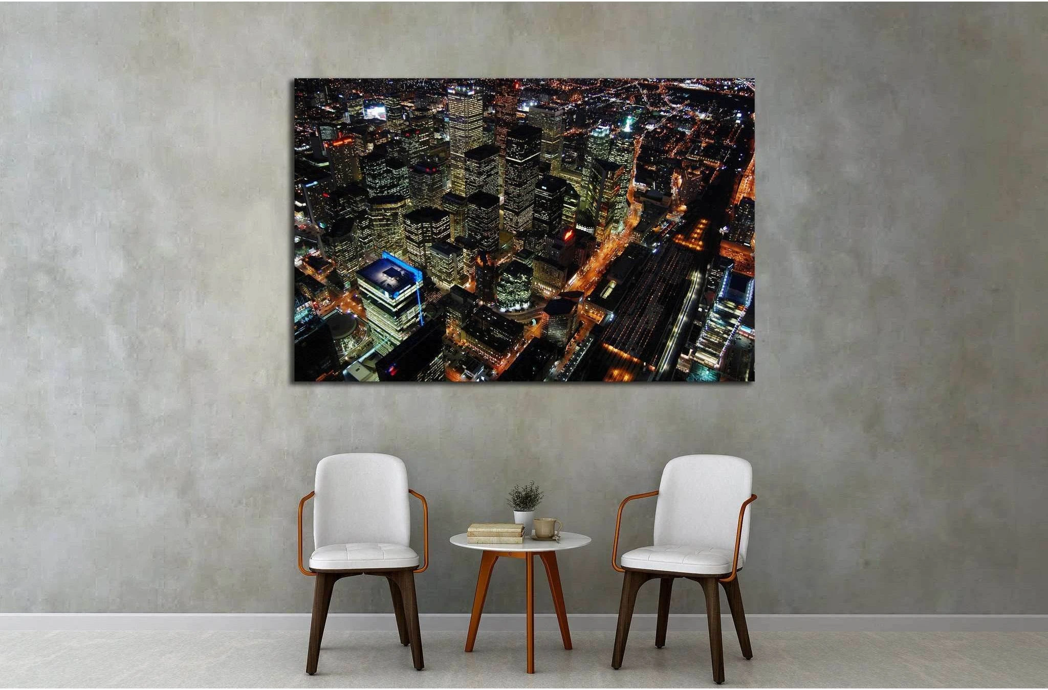 Night Scene of Toronto Skyscrapers viewed from CN tower, Toronto, Ontario, Canada №2010 Ready to Hang Canvas Print - Zellart Canvas Prints ALL_Products, s-2010