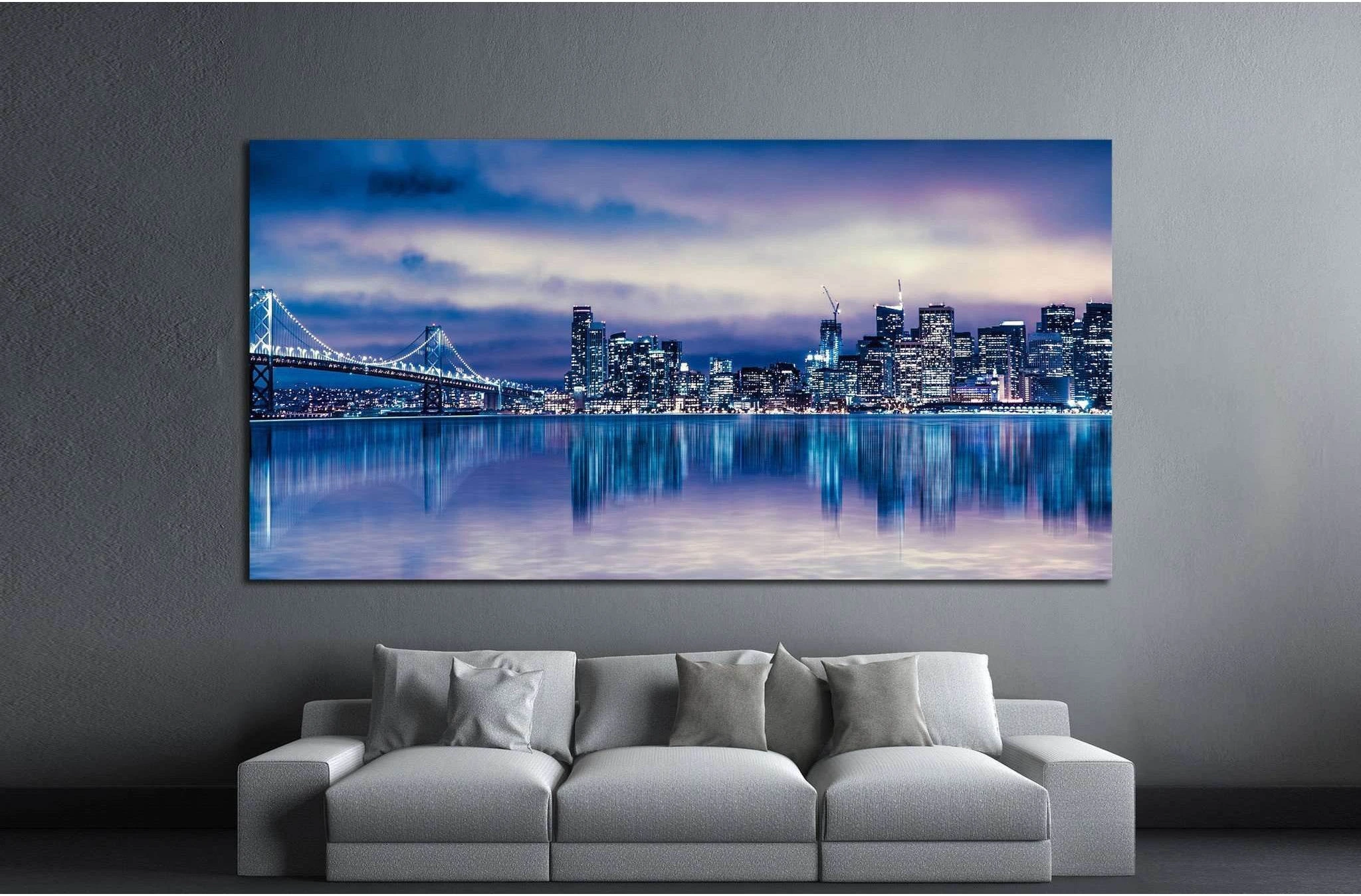 Night view of beautiful San Francisco California №1118 Ready to Hang Canvas Print - Zellart Canvas Prints ALL_Products, s-1118