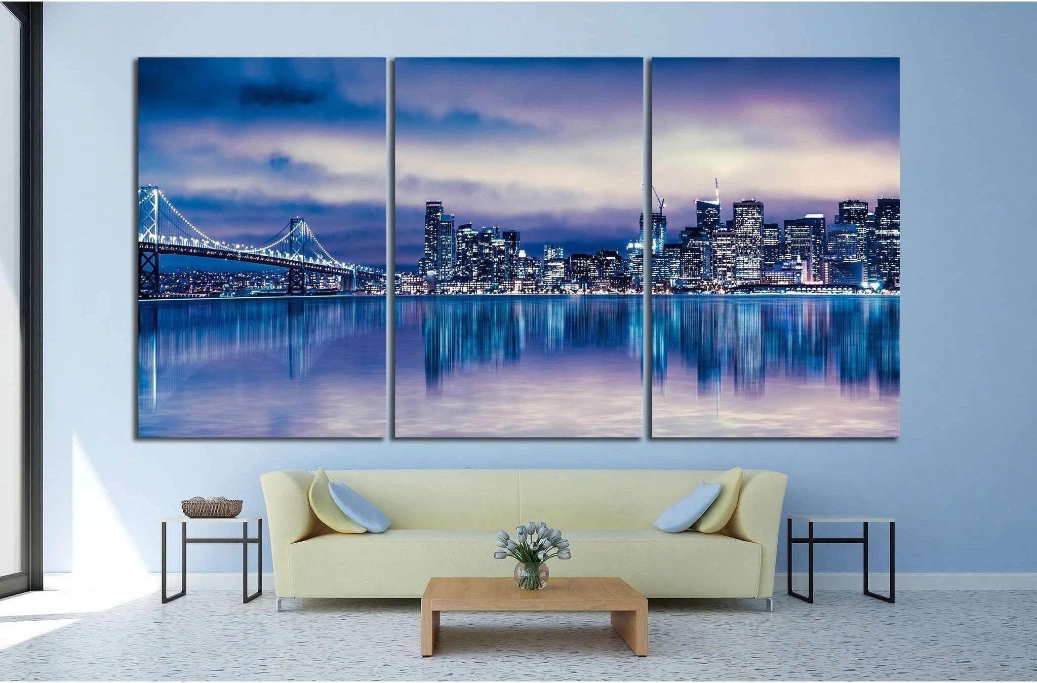Night view of beautiful San Francisco California №1118 Ready to Hang Canvas Print - Zellart Canvas Prints ALL_Products, s-1118