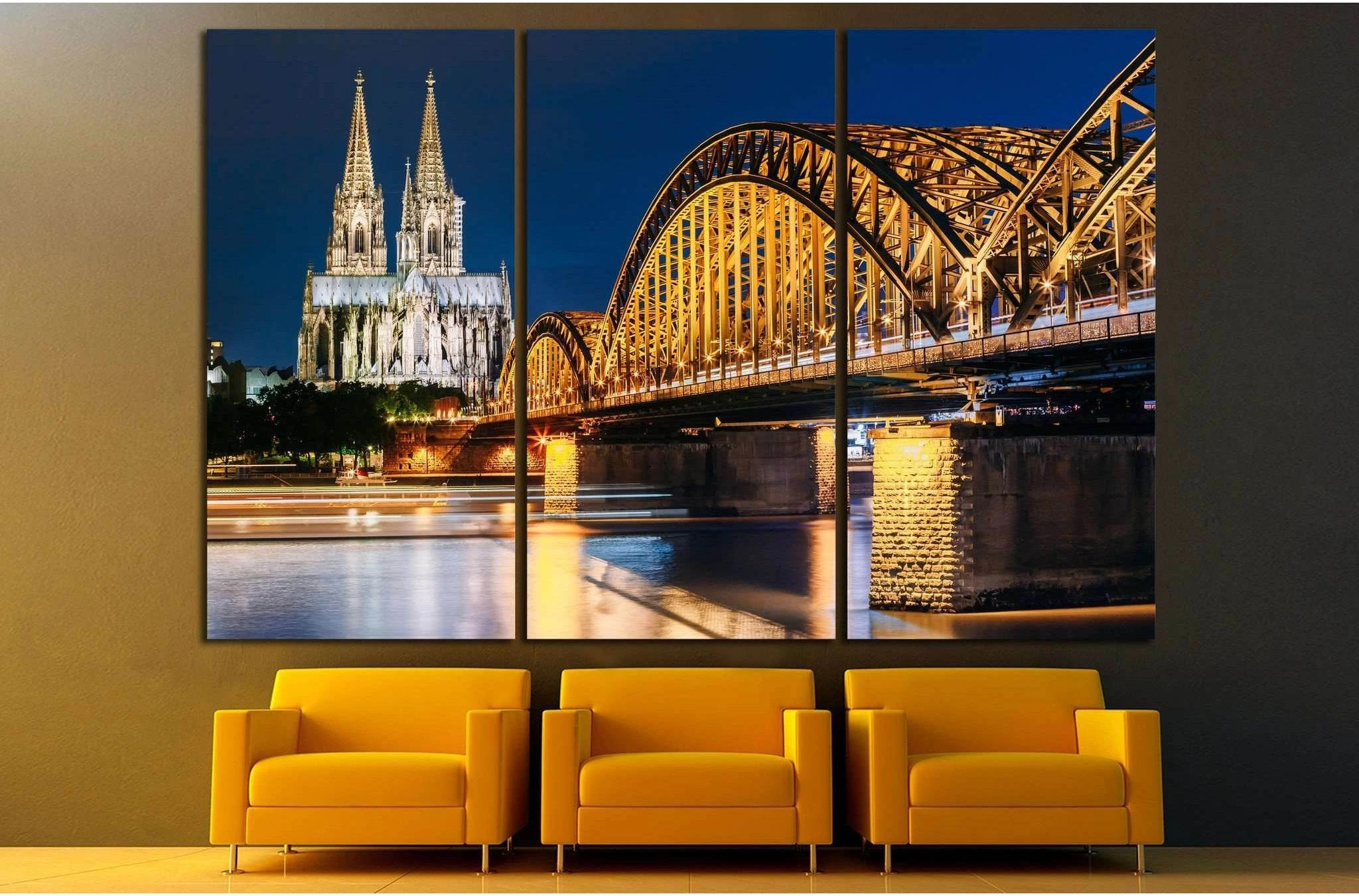 Night View Of Cologne Cathedral №859 Ready to Hang Canvas Print - Zellart Canvas Prints ALL_Products, s-859