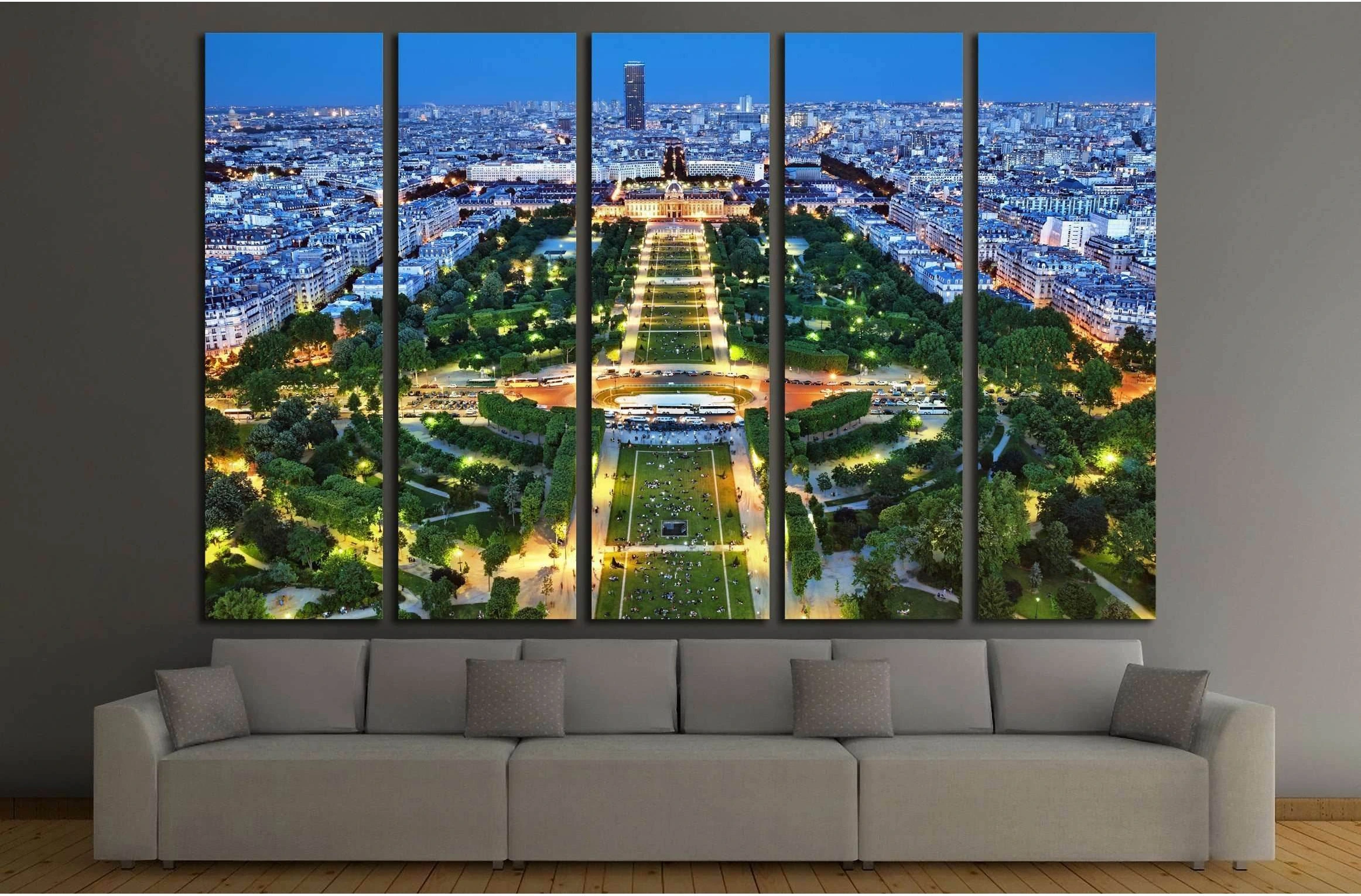 Night view of Paris from the Eiffel Tower №2243 Ready to Hang Canvas Print - Zellart Canvas Prints ALL_Products, s-2243
