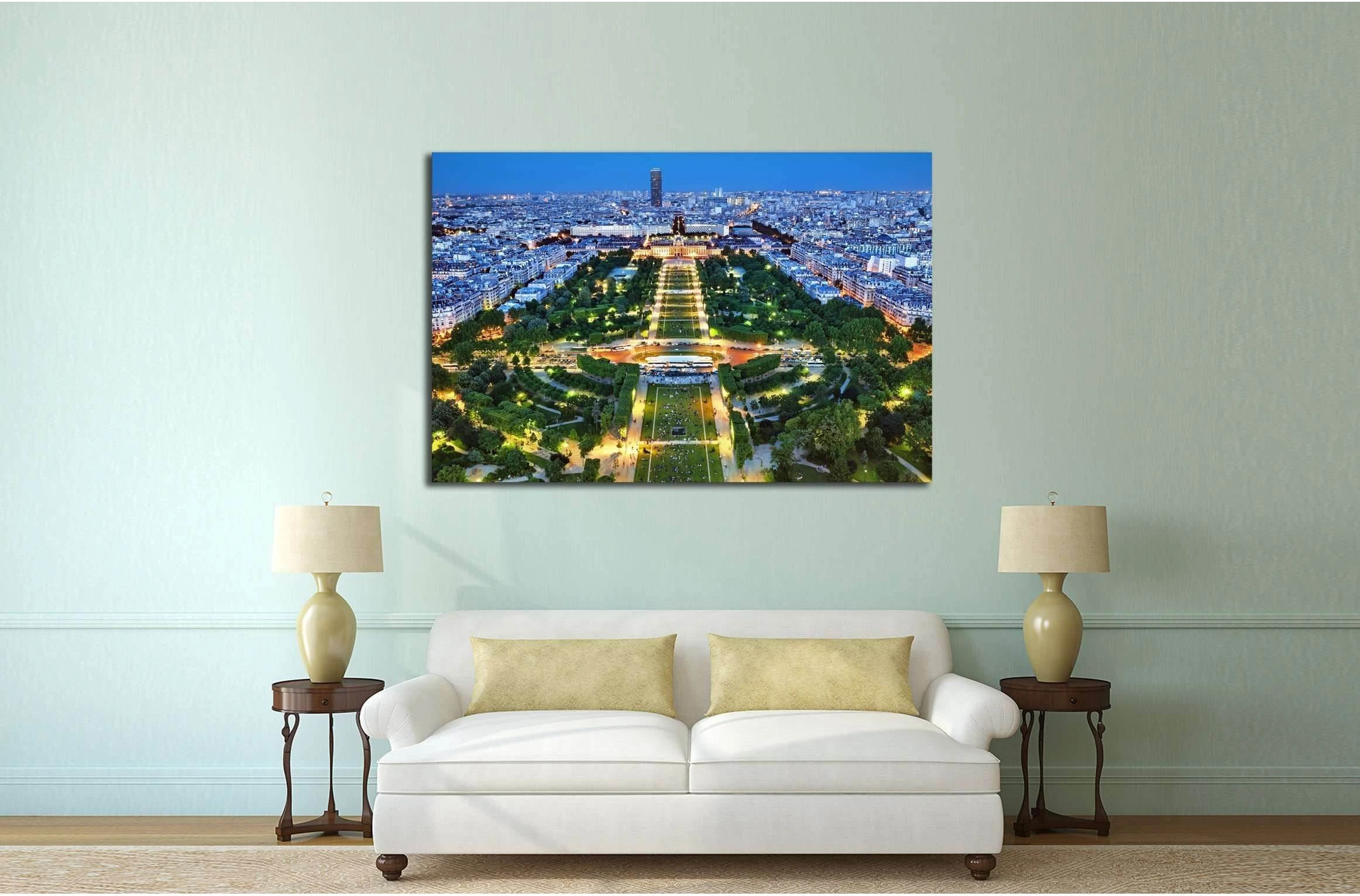 Night view of Paris from the Eiffel Tower №2243 Ready to Hang Canvas Print - Zellart Canvas Prints ALL_Products, s-2243