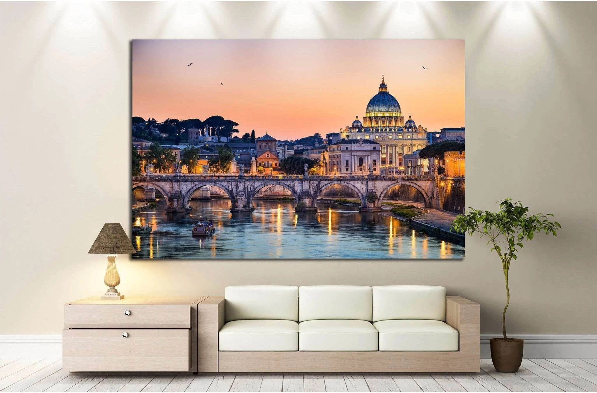 Night view of the Basilica St Peter, Rome, Italy №1173 Ready to Hang Canvas Print - Zellart Canvas Prints ALL_Products, s-1173
