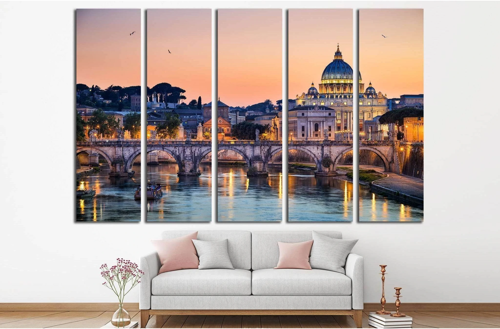 Night view of the Basilica St Peter, Rome, Italy №1173 Ready to Hang Canvas Print - Zellart Canvas Prints ALL_Products, s-1173