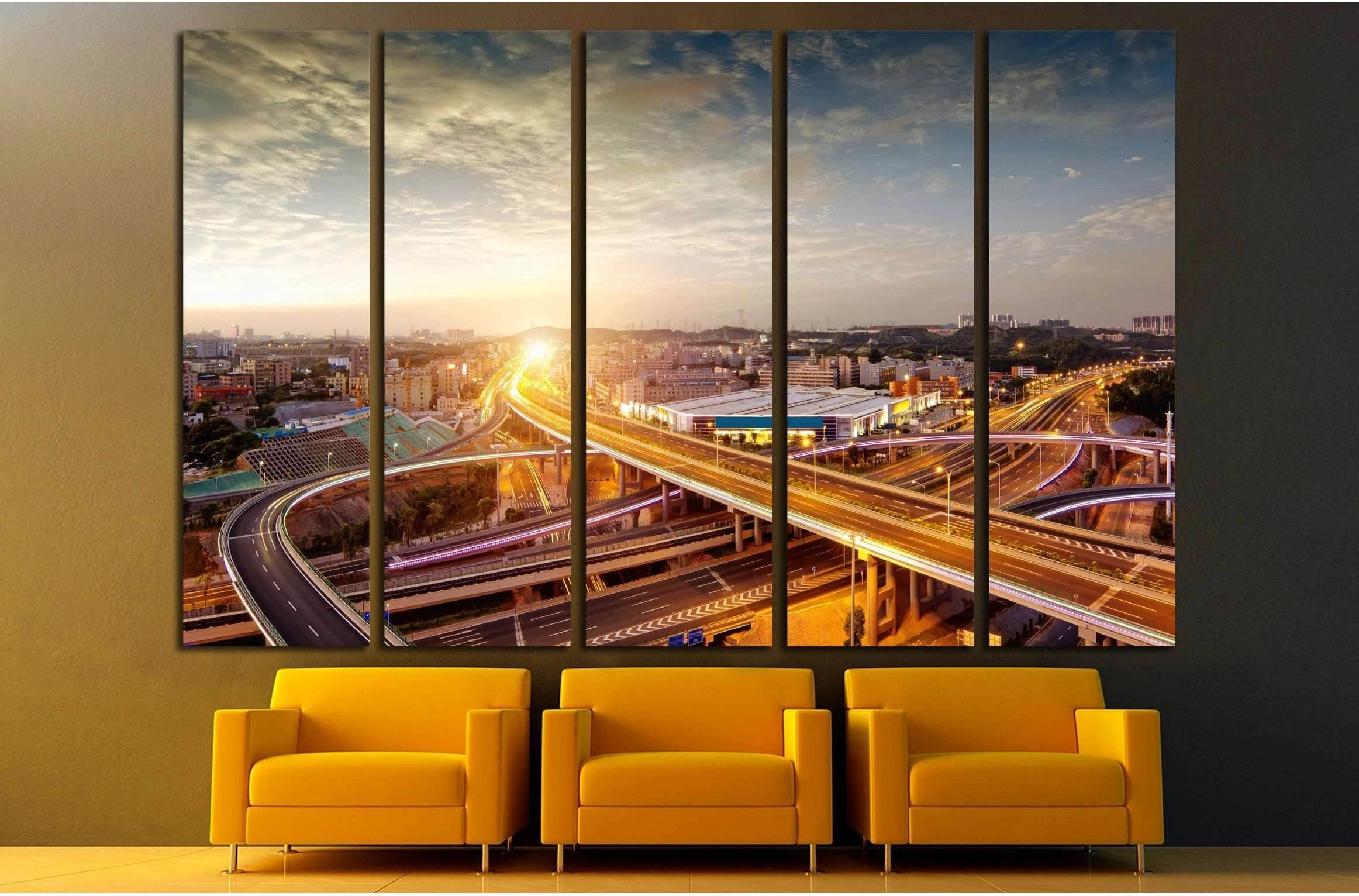 night view of the bridge and city in china №2280 Ready to Hang Canvas Print - Zellart Canvas Prints ALL_Products, s-2280