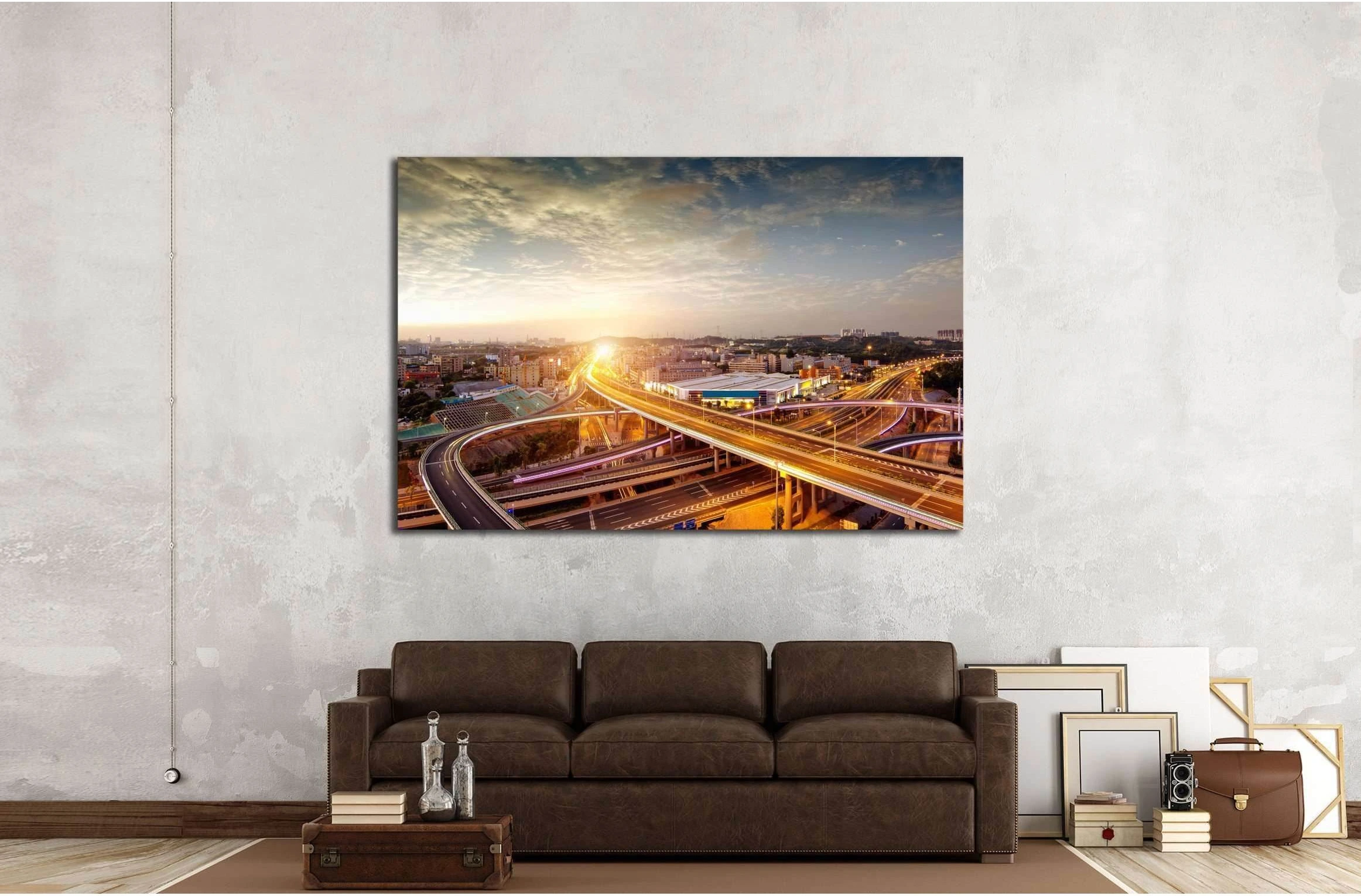 night view of the bridge and city in china №2280 Ready to Hang Canvas Print - Zellart Canvas Prints ALL_Products, s-2280