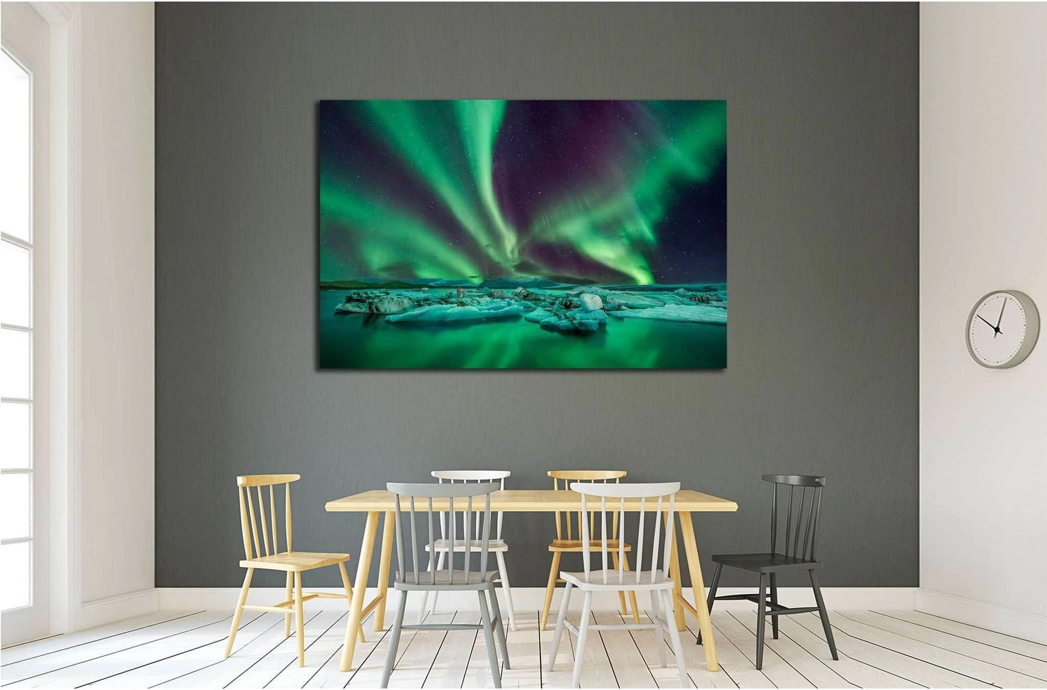 Northern lights over the Glacier Lagoon in Iceland №1909 Ready to Hang Canvas Print - Zellart Canvas Prints ALL_Products, s-1909