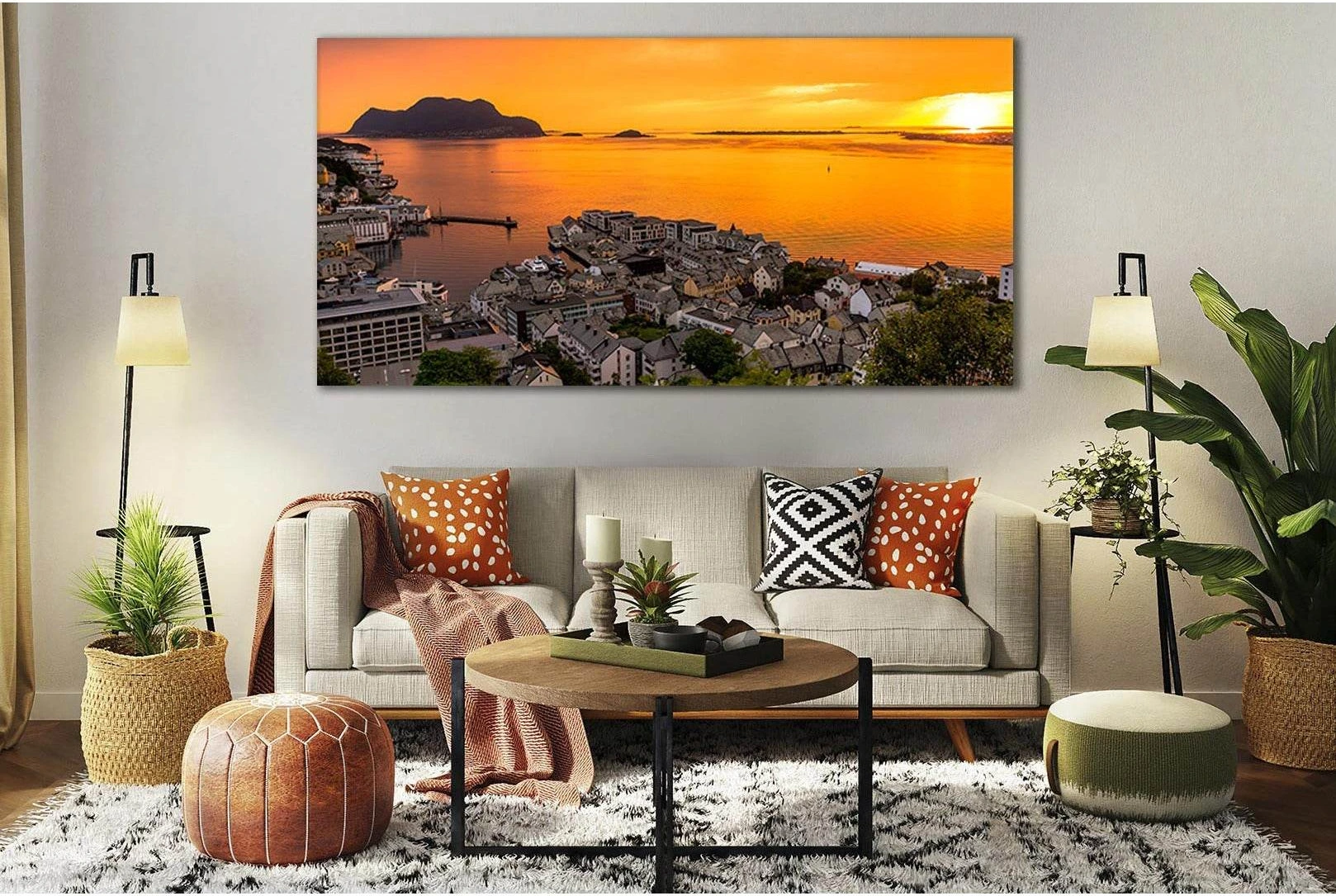 Norway Sunset Evening Coast №SL211 Ready to Hang Canvas Print - Zellart Canvas Prints 0new, ALL_Products, SUNRISE & SUNSET WALL ART