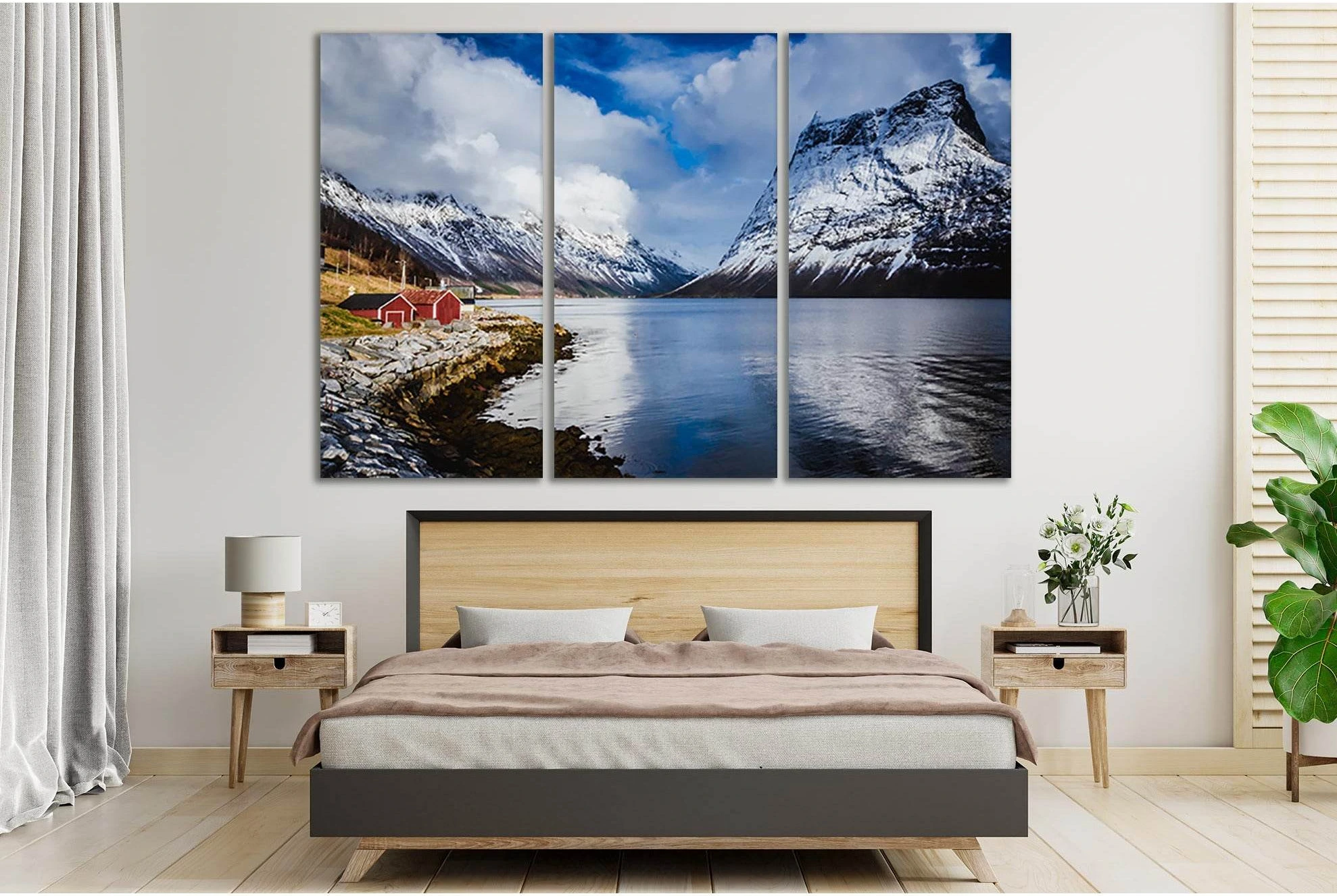 Norway Traditional Red House №Sl37 Ready to Hang Canvas Print - Zellart Canvas Prints 0new, ALL_Products, Nature & Landscapes Canvas Print
