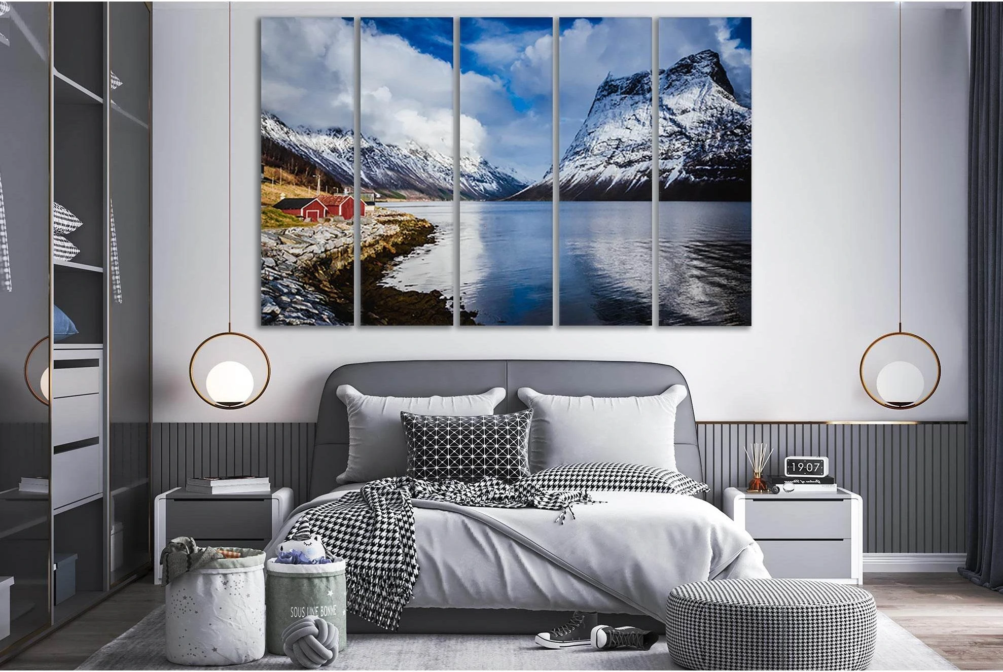 Norway Traditional Red House №Sl37 Ready to Hang Canvas Print - Zellart Canvas Prints 0new, ALL_Products, Nature & Landscapes Canvas Print