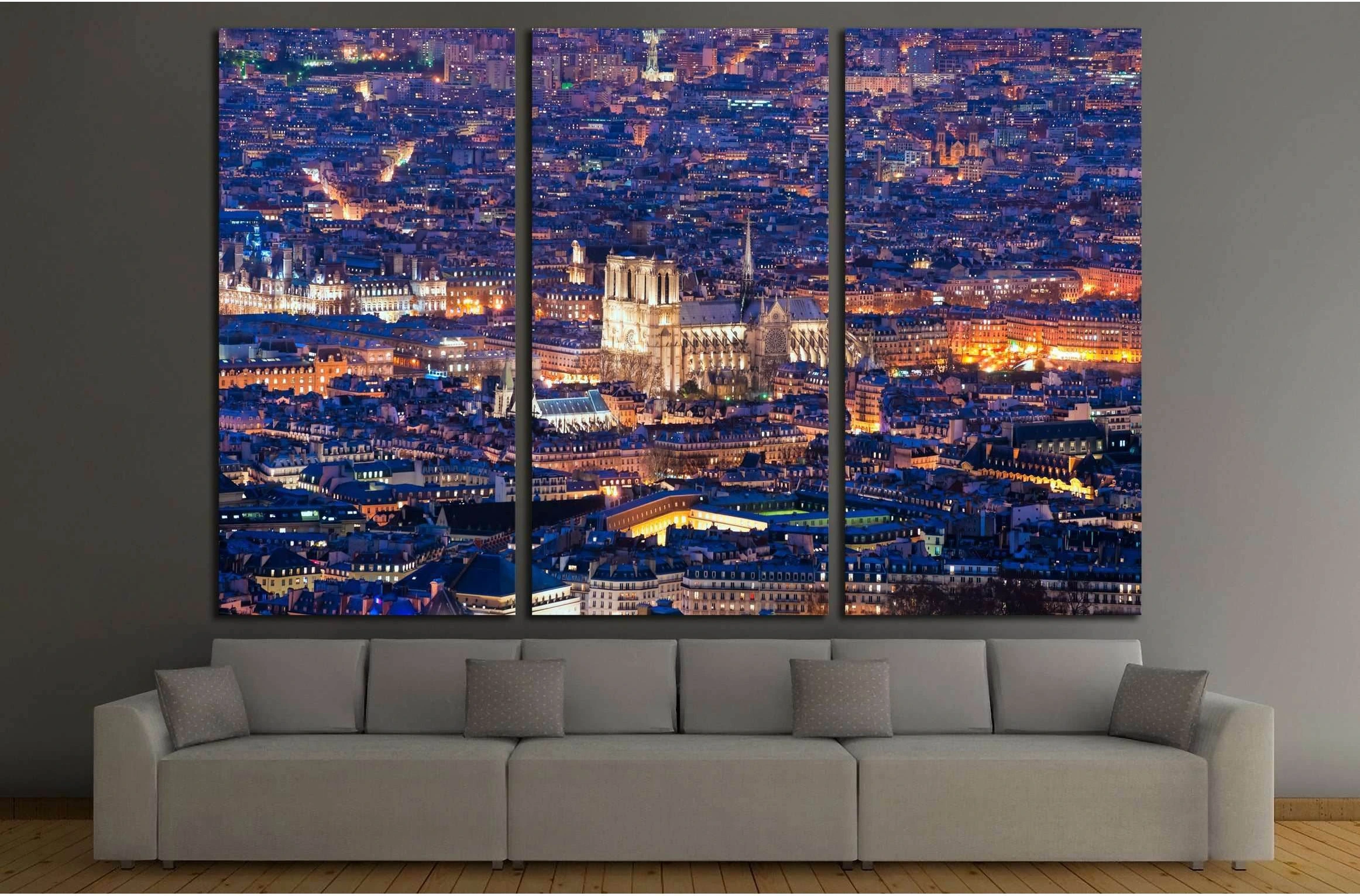 Notre dame de Paris at night, France. №2616 Ready to Hang Canvas Print - Zellart Canvas Prints ALL_Products, s-2616