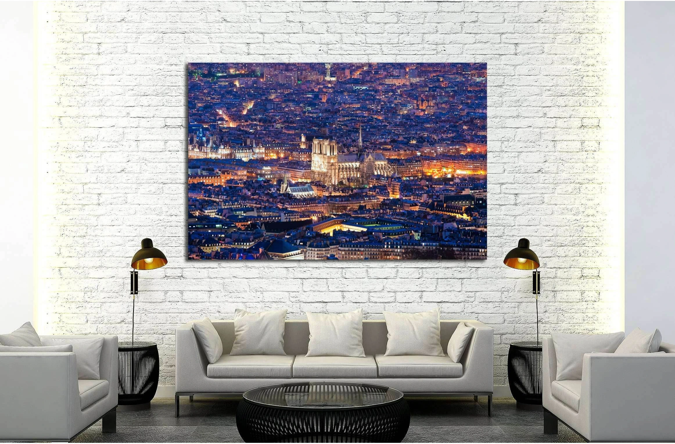 Notre dame de Paris at night, France. №2616 Ready to Hang Canvas Print - Zellart Canvas Prints ALL_Products, s-2616