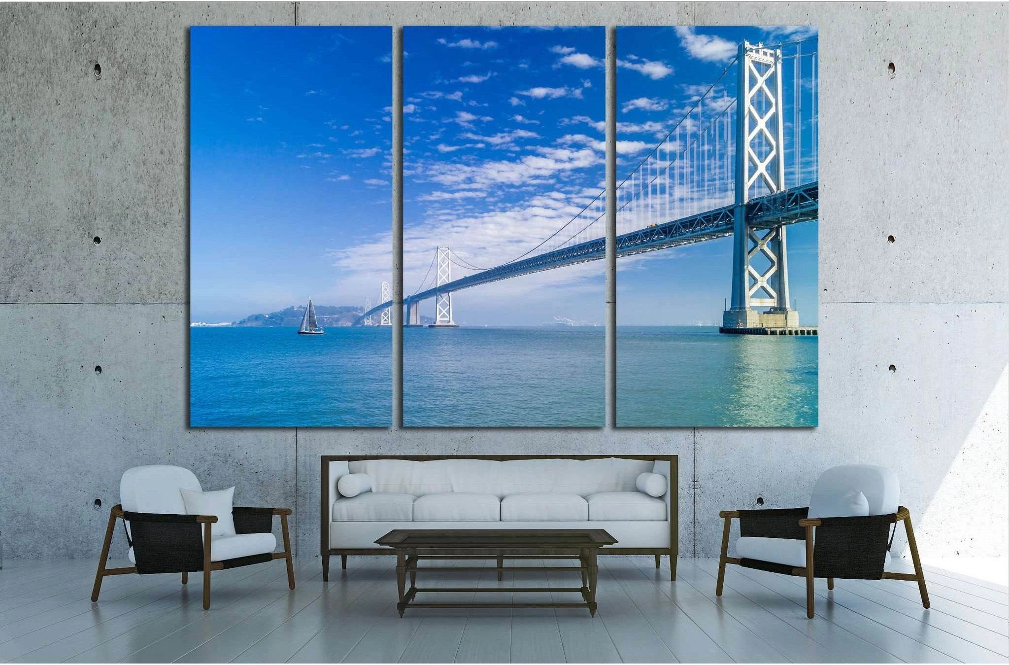 Oakland-bay Bridge, San Francisco №1640 Ready to Hang Canvas Print - Zellart Canvas Prints ALL_Products, s-1640