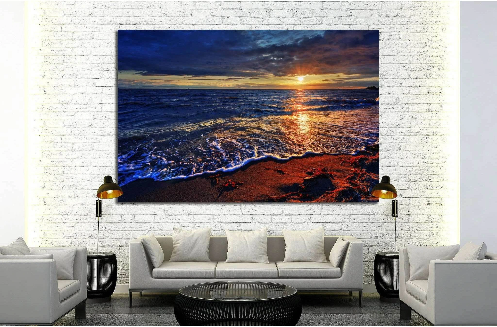 ocean beach with a breaking wave №845 Ready to Hang Canvas Print - Zellart Canvas Prints ALL_Products, s-845
