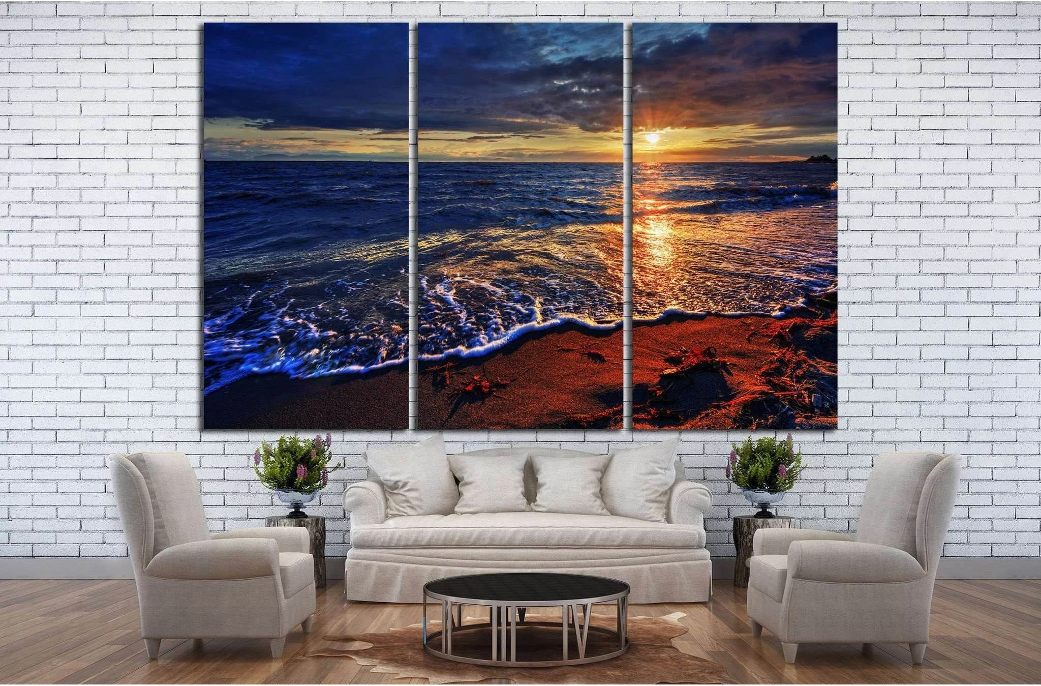 ocean beach with a breaking wave №845 Ready to Hang Canvas Print - Zellart Canvas Prints ALL_Products, s-845