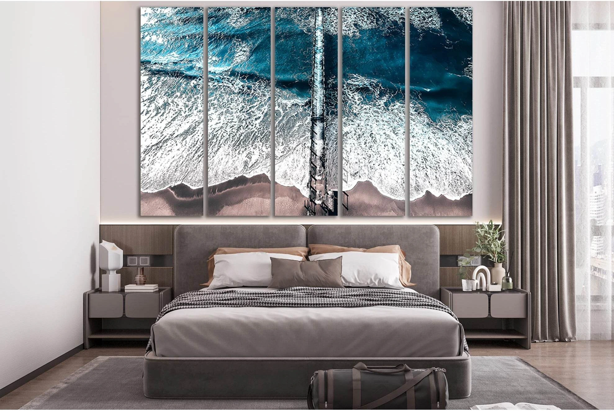 Ocean Pier Blue Water №SL203 Ready to Hang Canvas Print - Zellart Canvas Prints 0new, ALL_Products, Beach Ocean & Waves