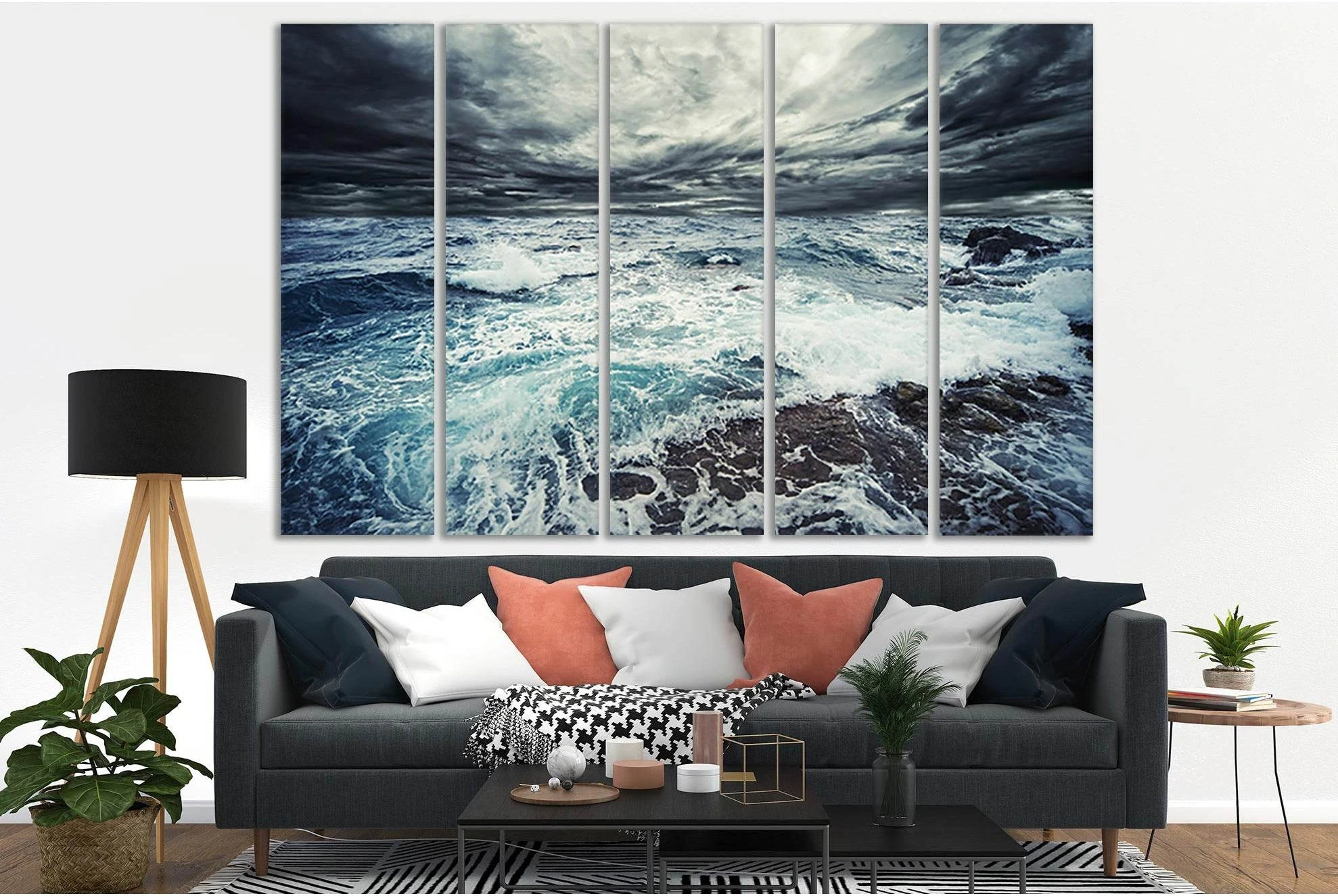 Ocean Shore Storm №SL50 Ready to Hang Canvas Print - Zellart Canvas Prints 0new, ALL_Products, Beach Ocean & Waves