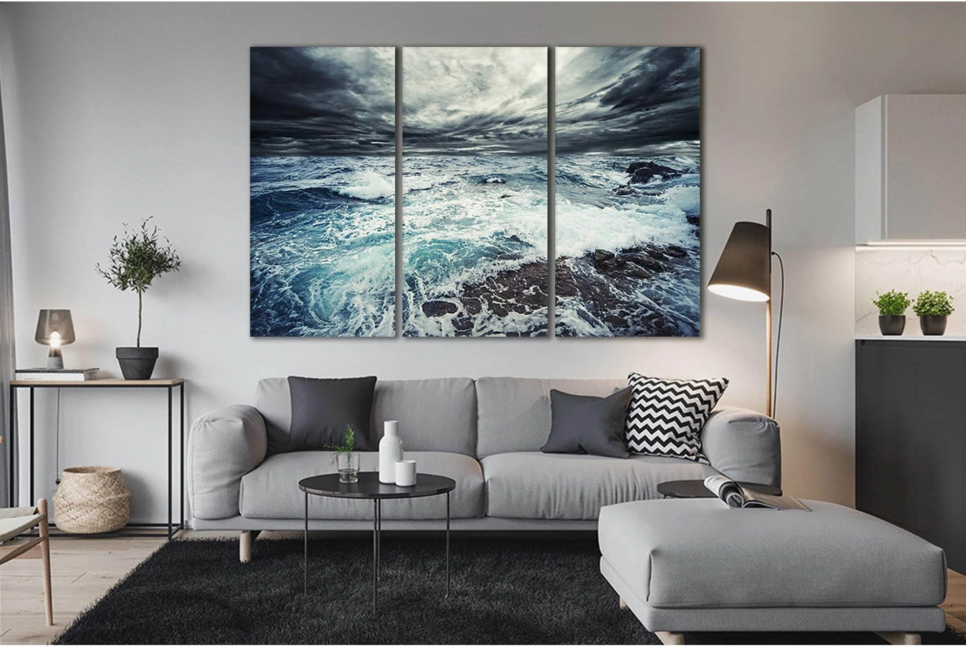 Ocean Shore Storm №SL50 Ready to Hang Canvas Print - Zellart Canvas Prints 0new, ALL_Products, Beach Ocean & Waves