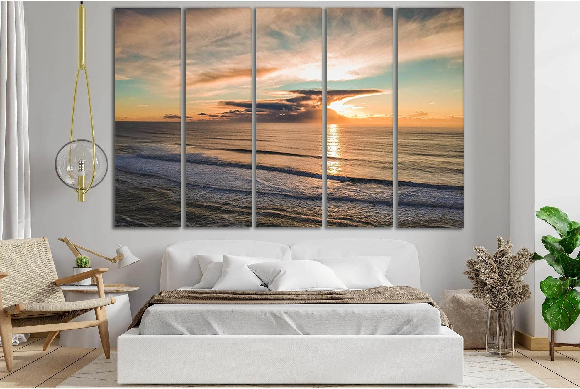 Ocean Sunset And Beautiful Clouds №SL175 Ready to Hang Canvas Print - Zellart Canvas Prints 0new, ALL_Products, Beach Ocean & Waves