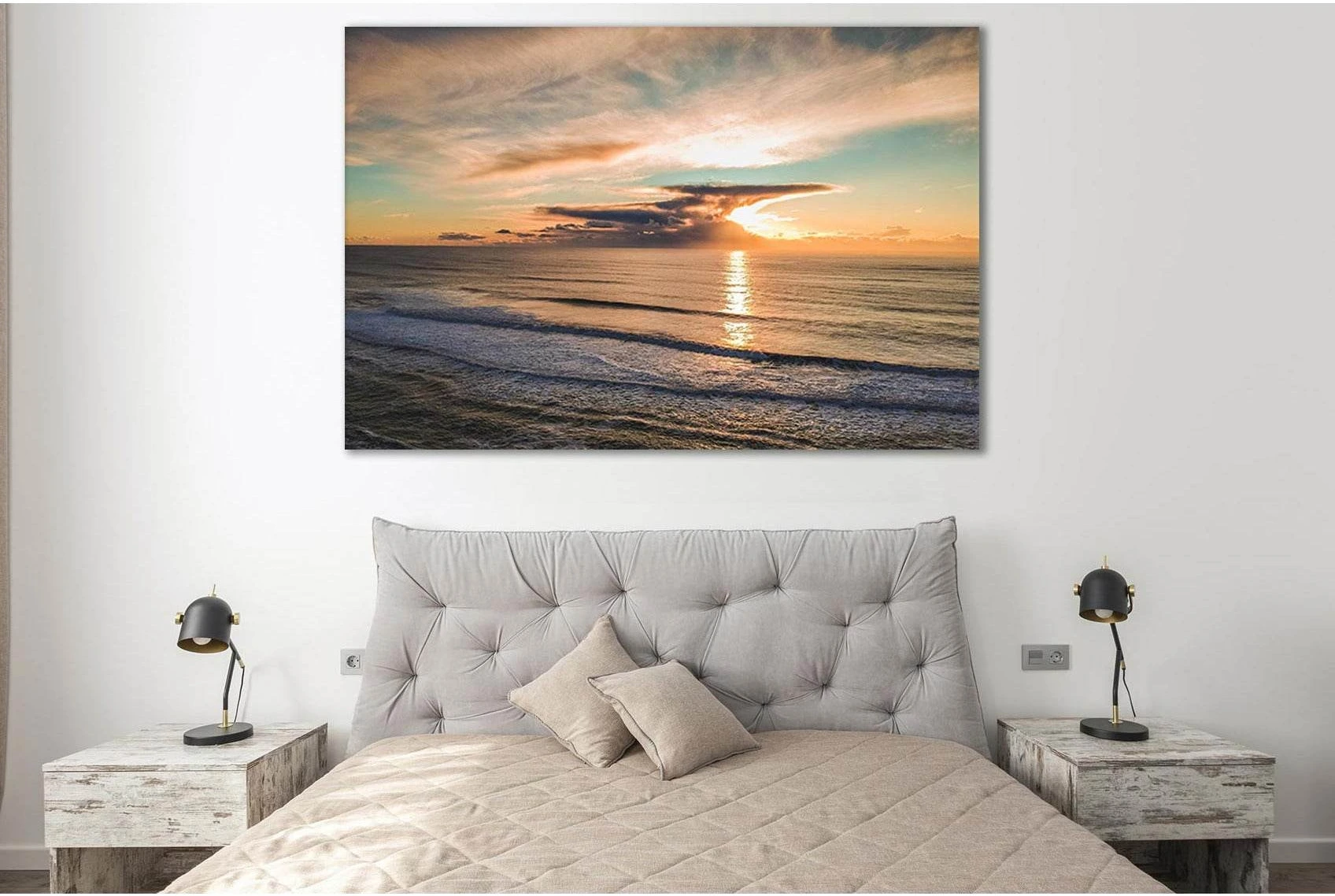 Ocean Sunset And Beautiful Clouds №SL175 Ready to Hang Canvas Print - Zellart Canvas Prints 0new, ALL_Products, Beach Ocean & Waves