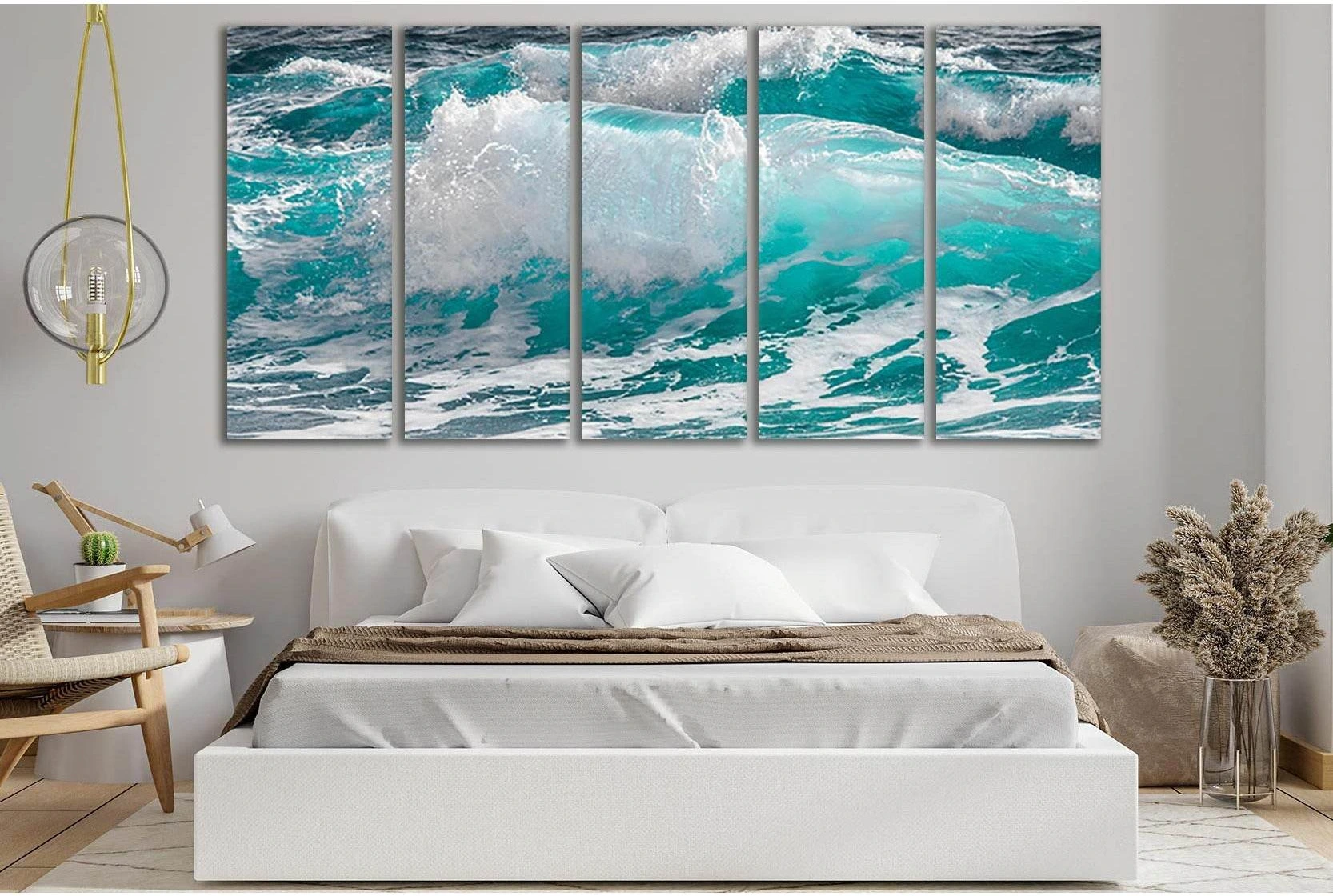 Ocean Wave Movement Teal Canvas Print Wall Art showing ocean water, wave movement and surf.
