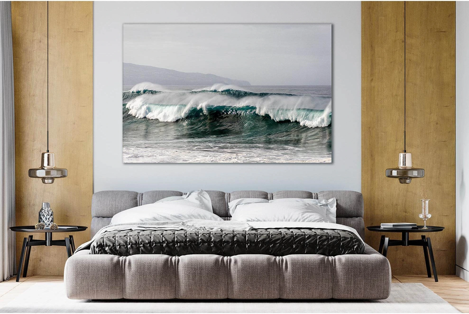 Ocean Wave Under Gray Sky №SL84 Ready to Hang Canvas Print - Zellart Canvas Prints 0new, ALL_Products, Beach Ocean & Waves