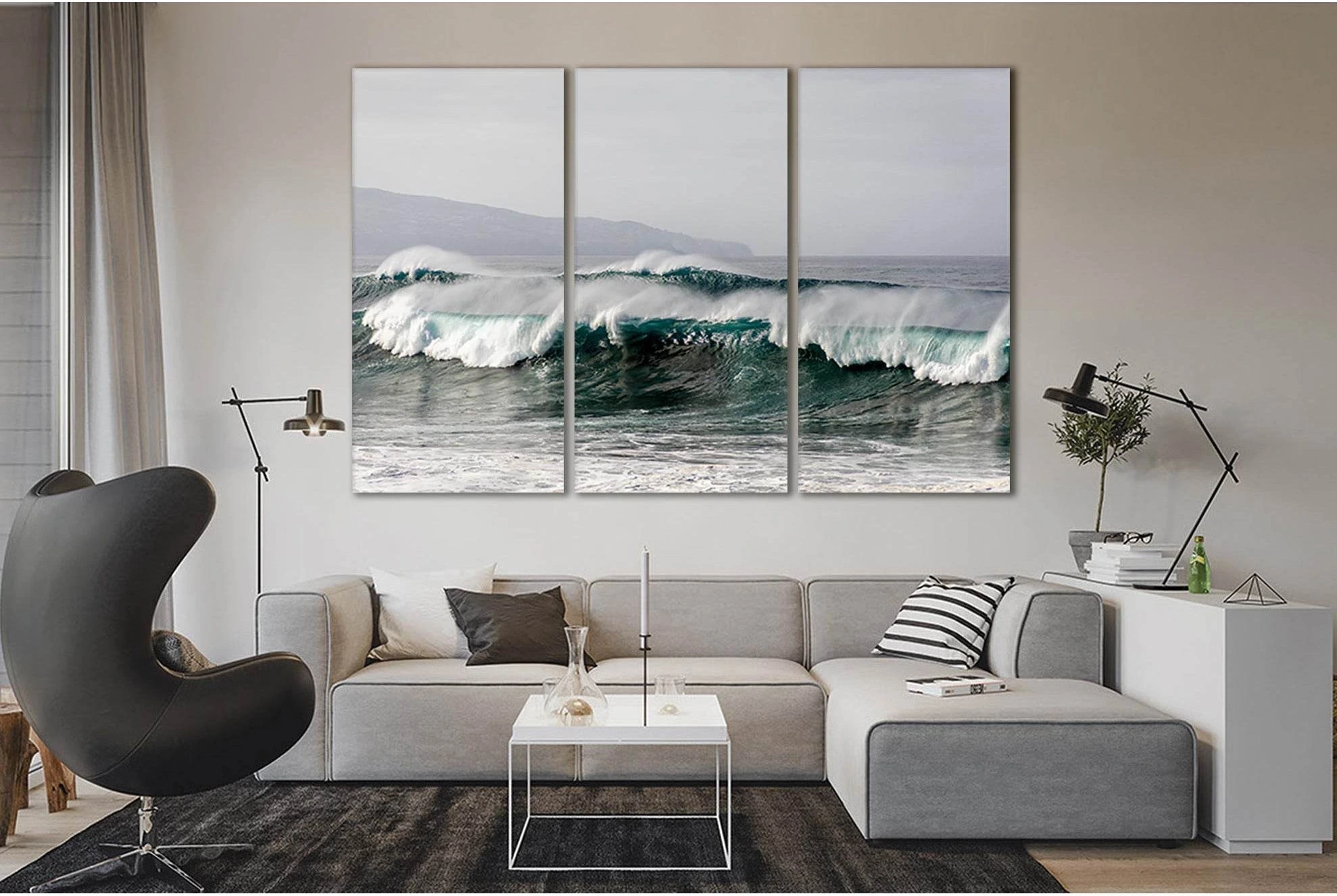 Ocean Wave Under Gray Sky №SL84 Ready to Hang Canvas Print - Zellart Canvas Prints 0new, ALL_Products, Beach Ocean & Waves