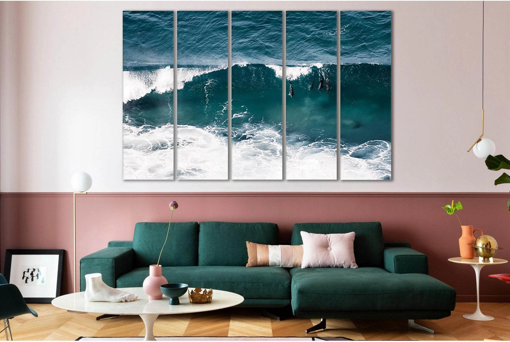 Ocean Waves And Dolphins №SL81 Ready to Hang Canvas Print - Zellart Canvas Prints 0new, ALL_Products, Beach Ocean & Waves