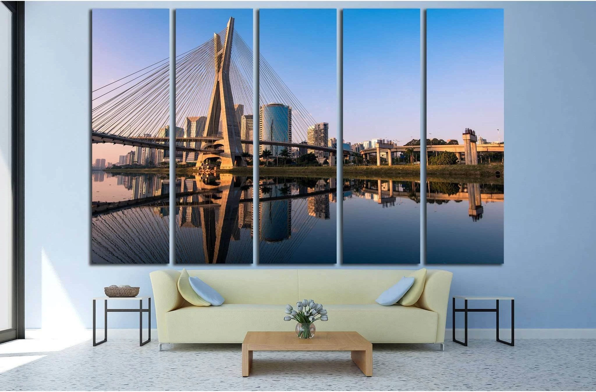 Octavio Frias de Oliveira Bridge in Sao Paulo №1241 Ready to Hang Canvas Print - Zellart Canvas Prints ALL_Products, s-1241