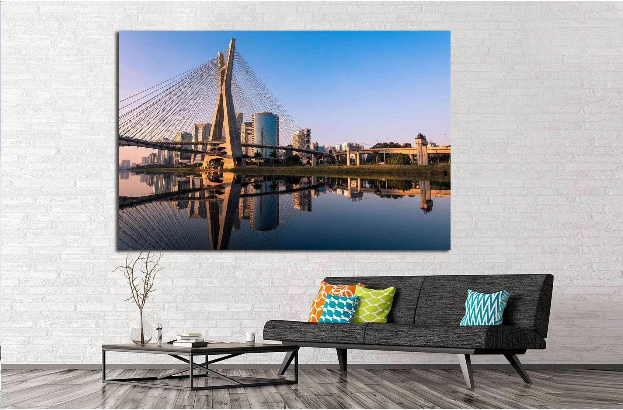 Octavio Frias de Oliveira Bridge in Sao Paulo №1241 Ready to Hang Canvas Print - Zellart Canvas Prints ALL_Products, s-1241