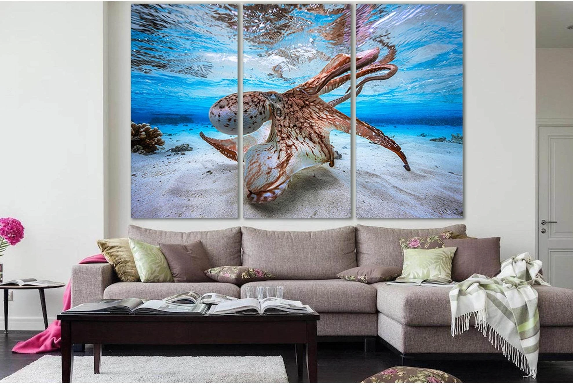 Octopus Underwater World №SL1021 Ready to Hang Canvas Print - Zellart Canvas Prints 0new, ALL_Products, Animals & Wildlife