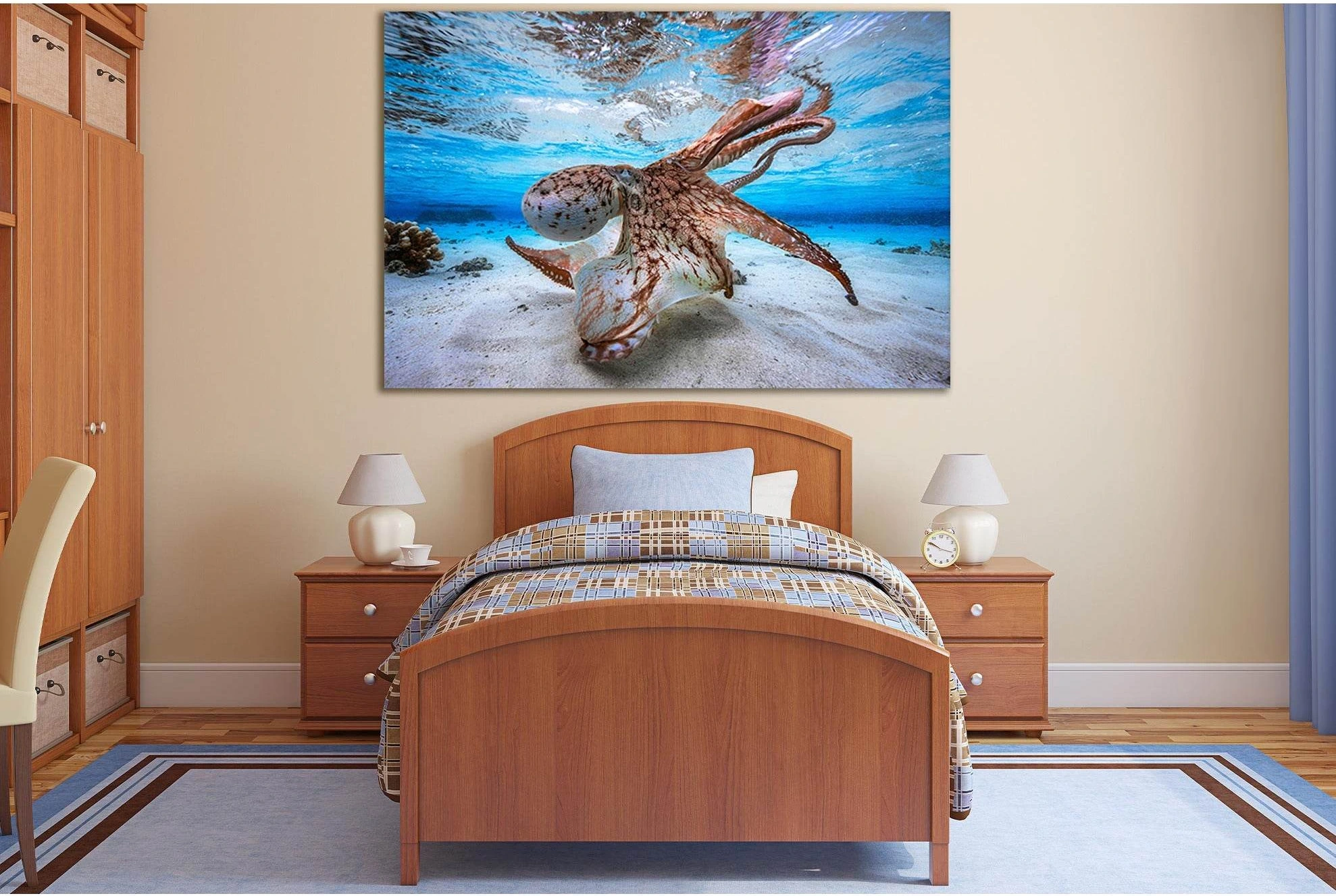 Octopus Underwater World №SL1021 Ready to Hang Canvas Print - Zellart Canvas Prints 0new, ALL_Products, Animals & Wildlife