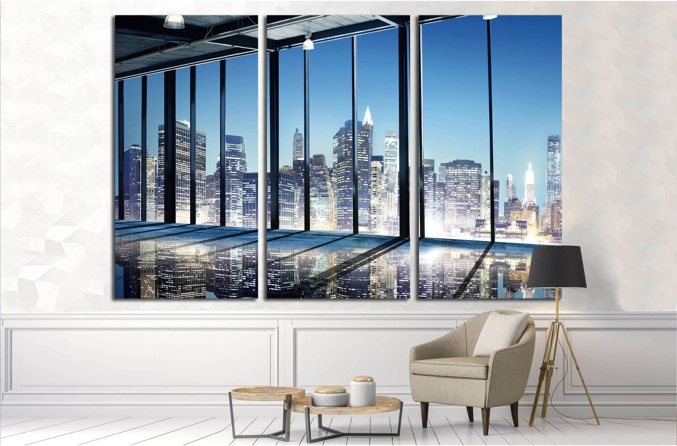 Office Cityscape Builidings Contemporary Interior Room Modern Concept №2174 Ready to Hang Canvas Print - Zellart Canvas Prints ALL_Products, s-2174